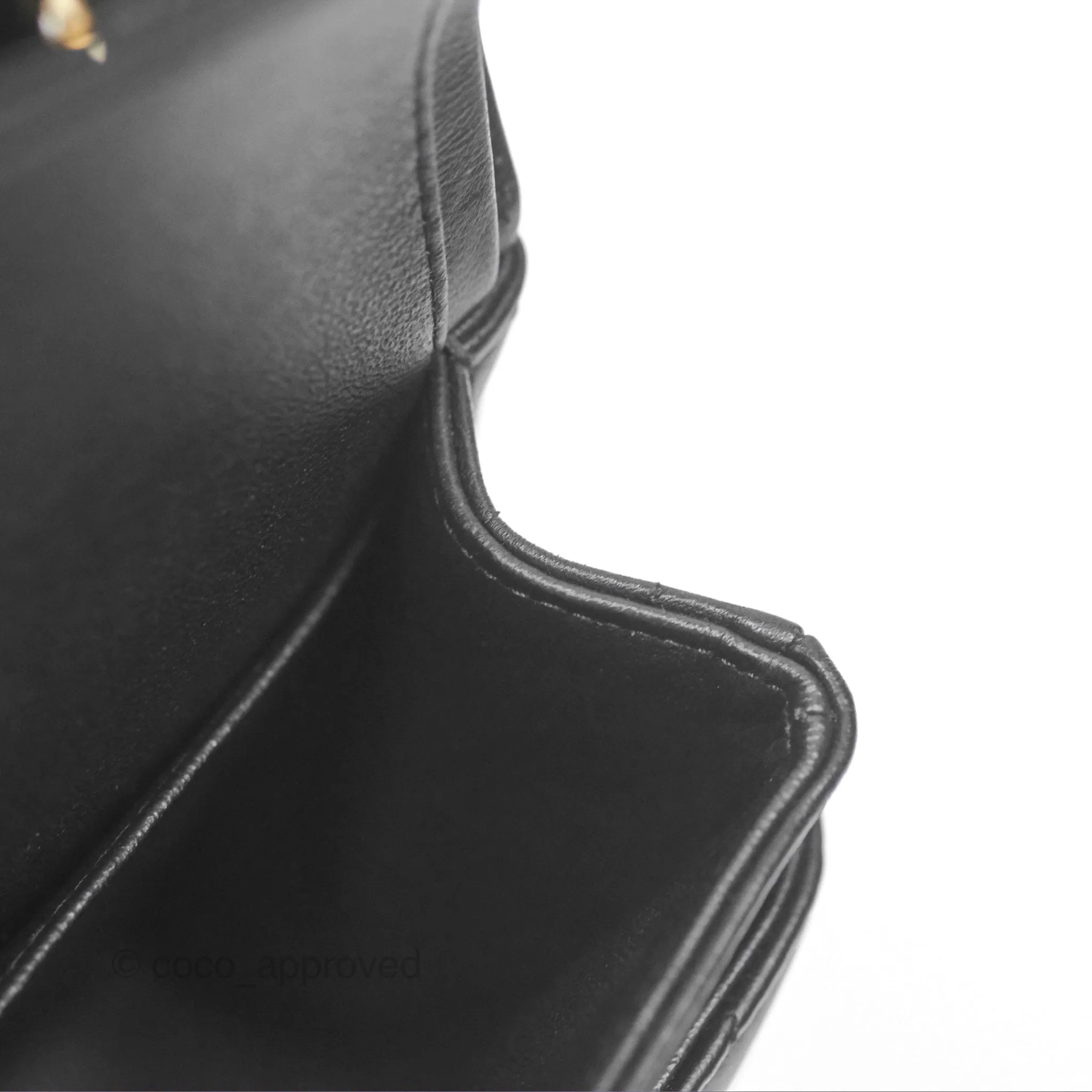 Chanel Small Classic Chevron Flap Black Lambskin Gold Hardware