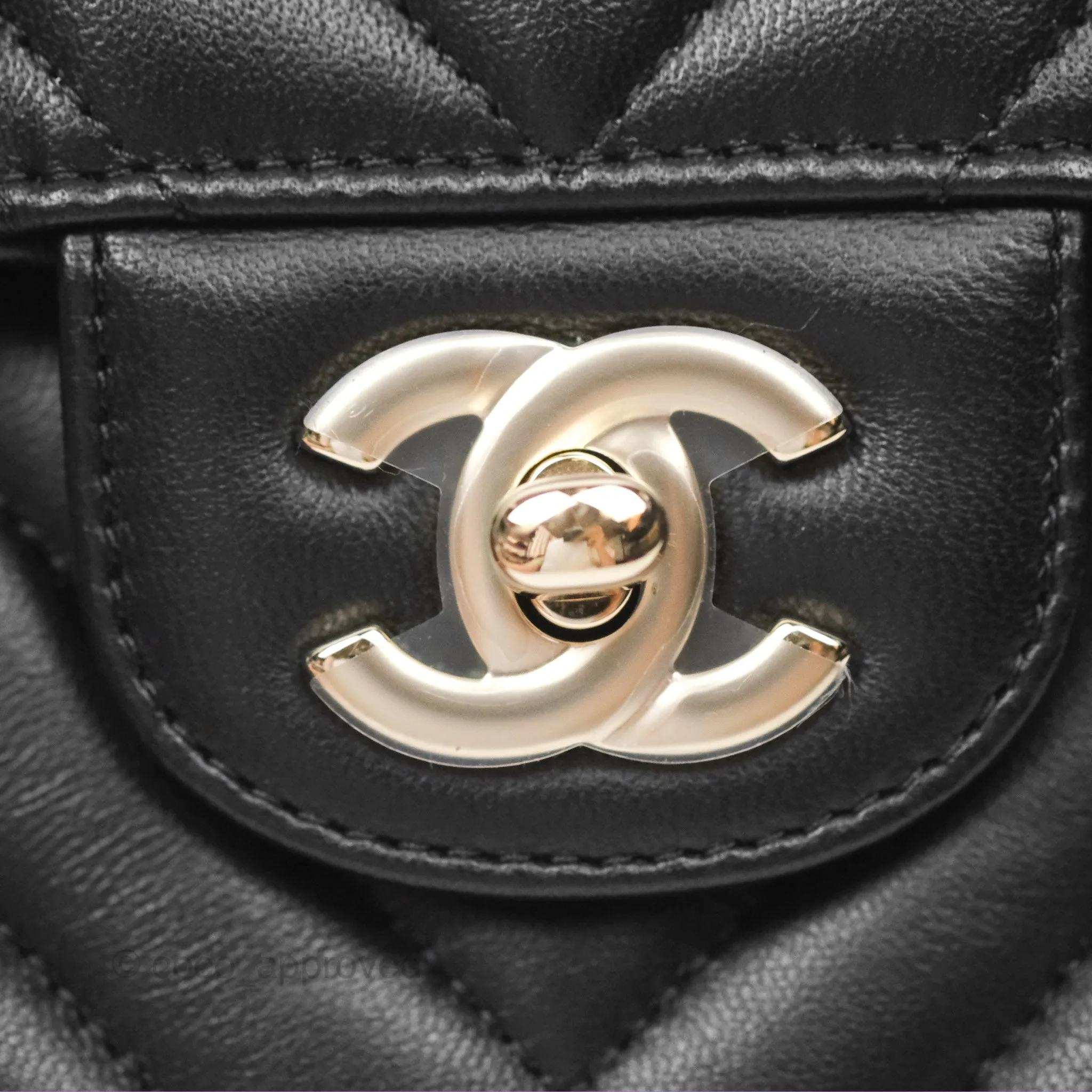 Chanel Small Classic Chevron Flap Black Lambskin Gold Hardware