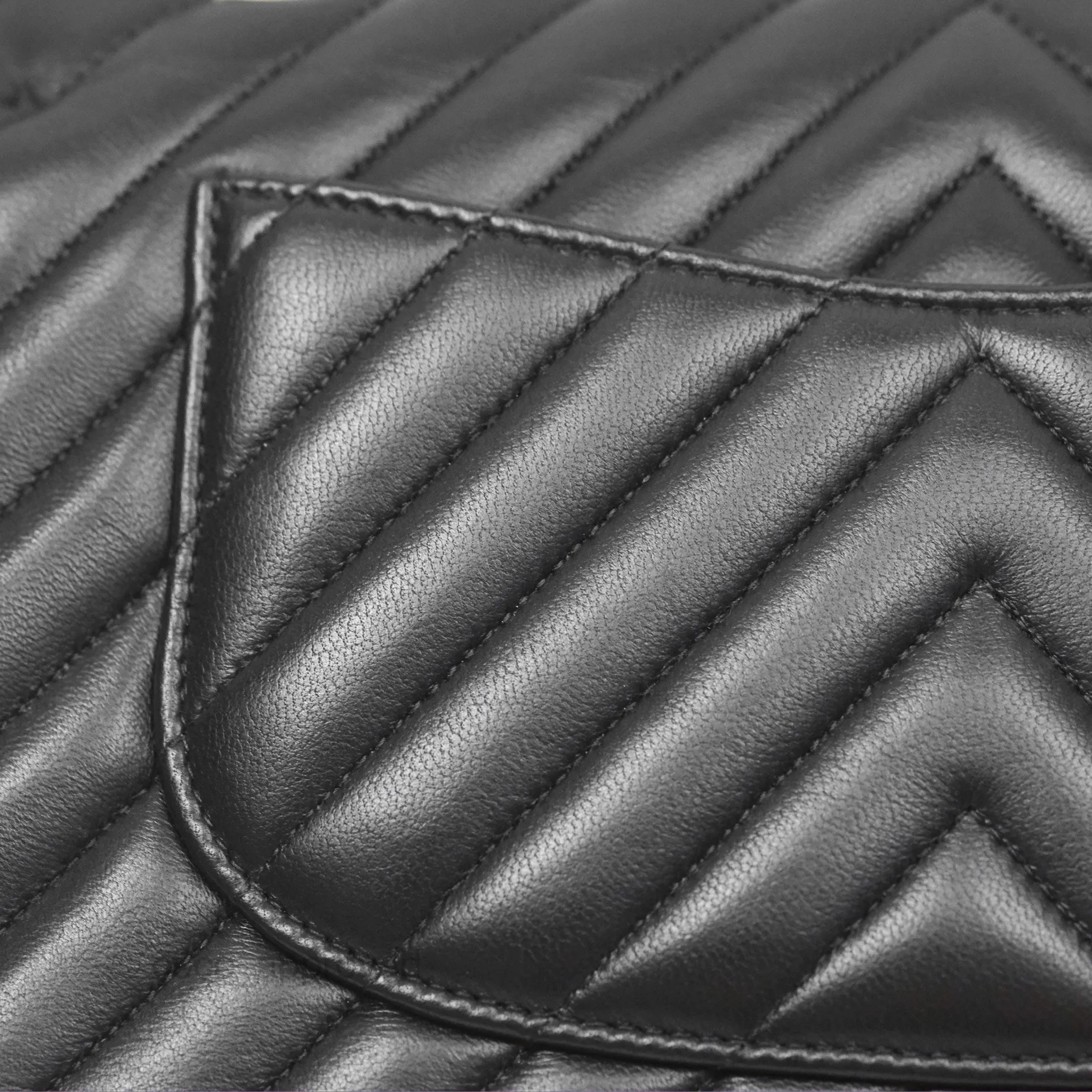 Chanel Small Classic Chevron Flap Black Lambskin Gold Hardware