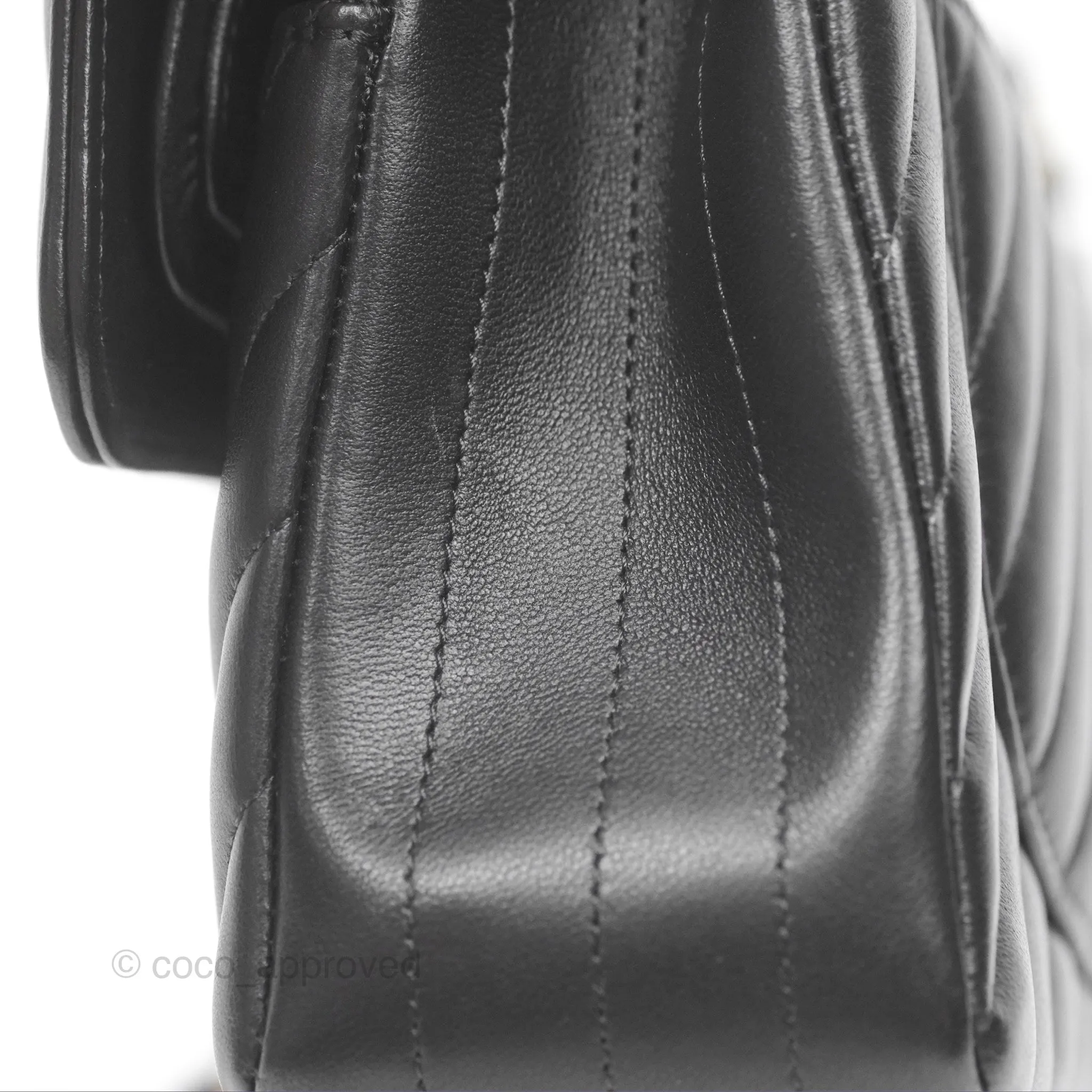 Chanel Small Classic Chevron Flap Black Lambskin Gold Hardware