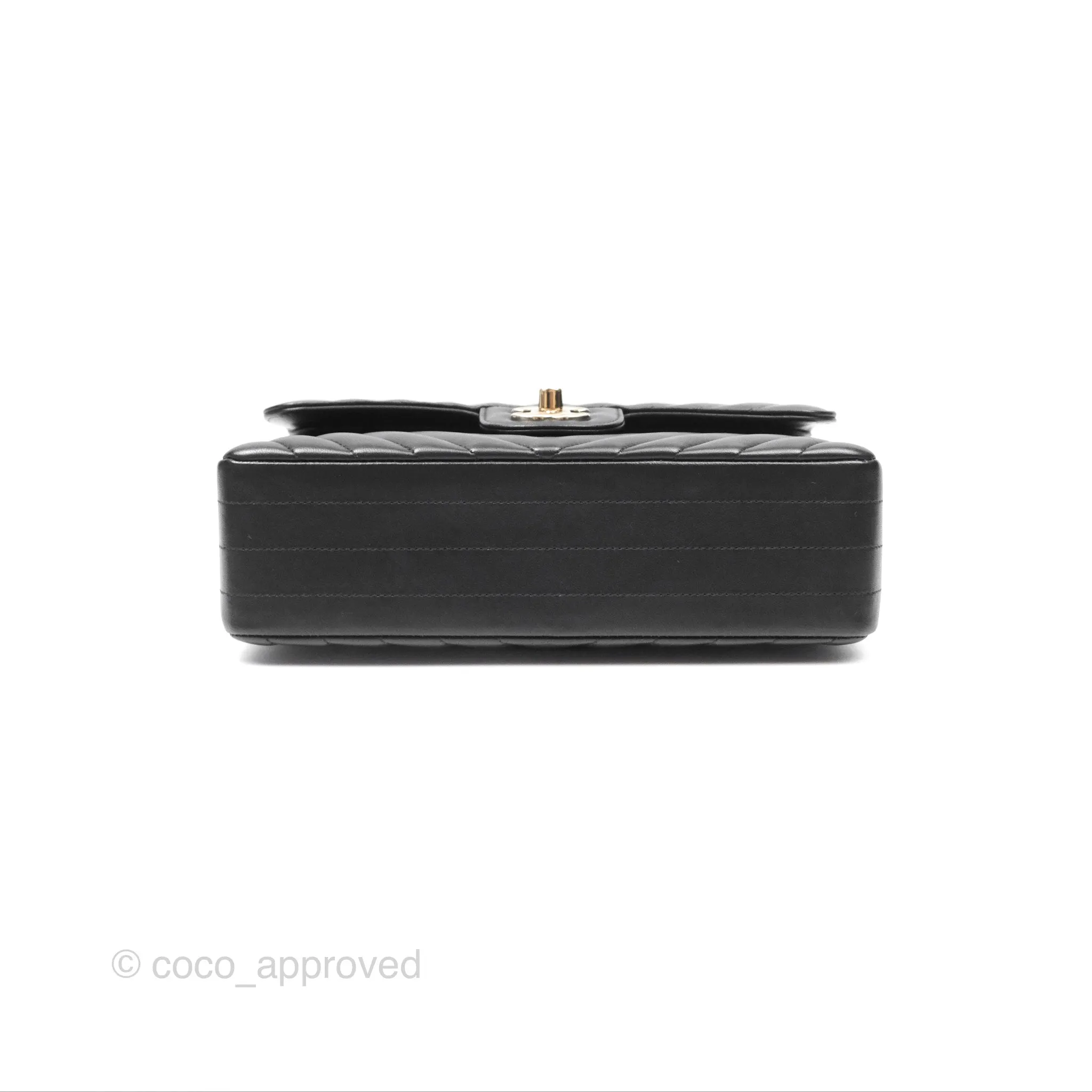 Chanel Small Classic Chevron Flap Black Lambskin Gold Hardware