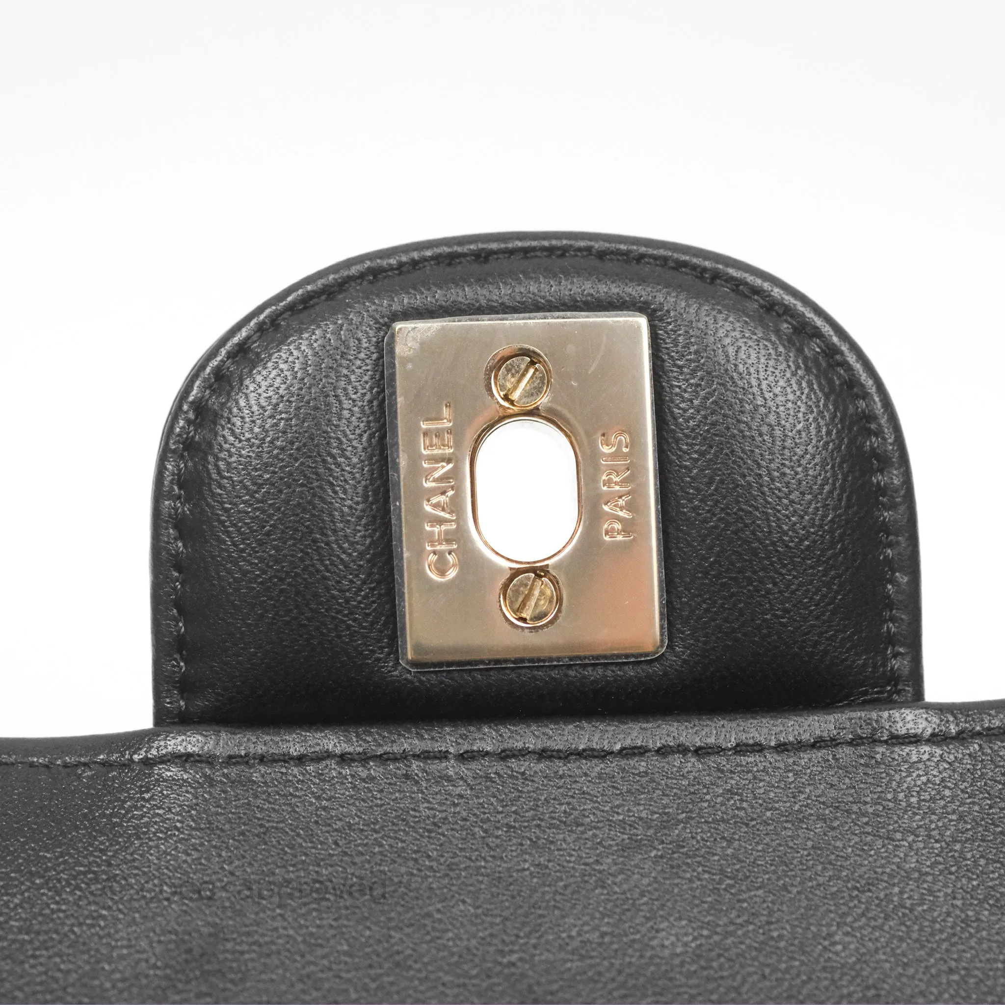 Chanel Small Classic Chevron Flap Black Lambskin Gold Hardware