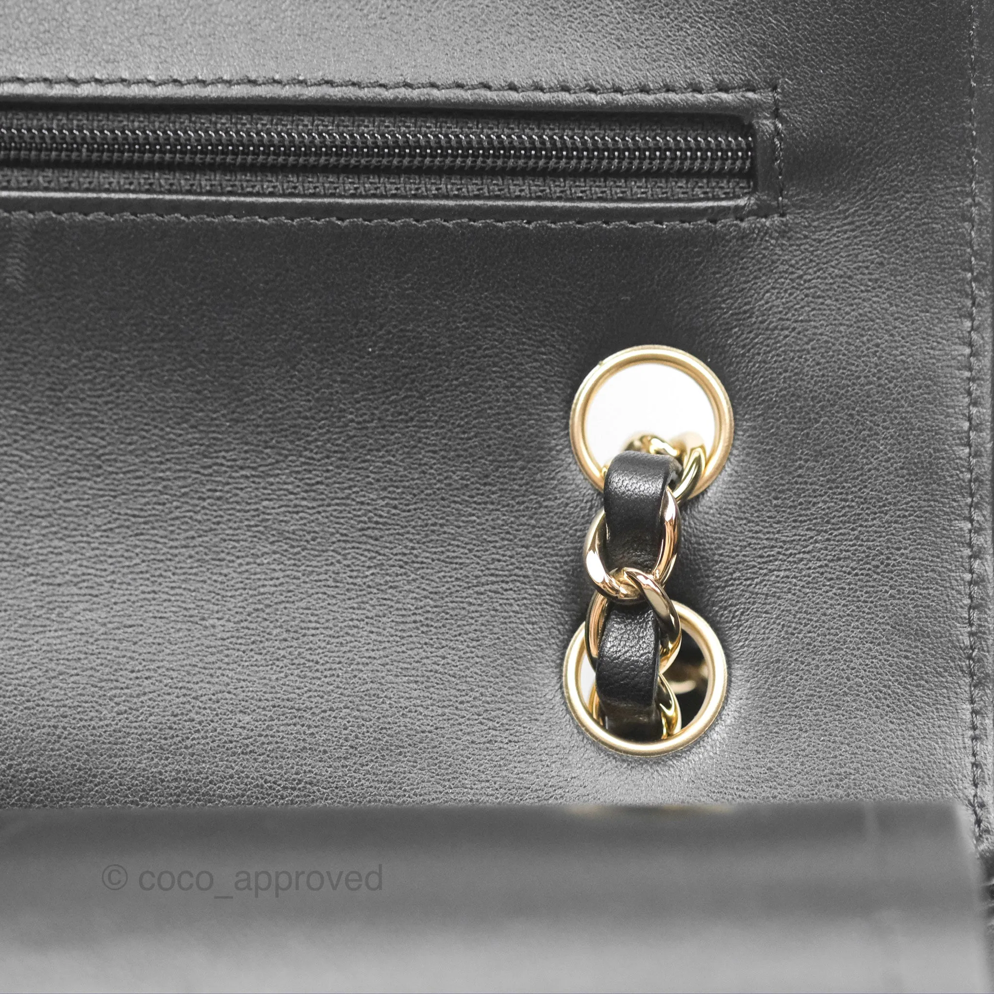 Chanel Small Classic Chevron Flap Black Lambskin Gold Hardware