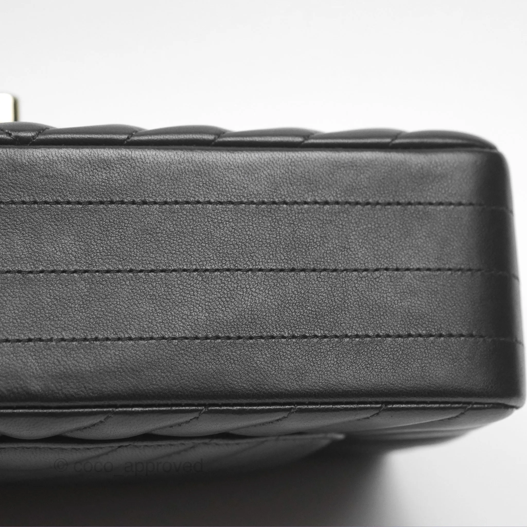 Chanel Small Classic Chevron Flap Black Lambskin Gold Hardware