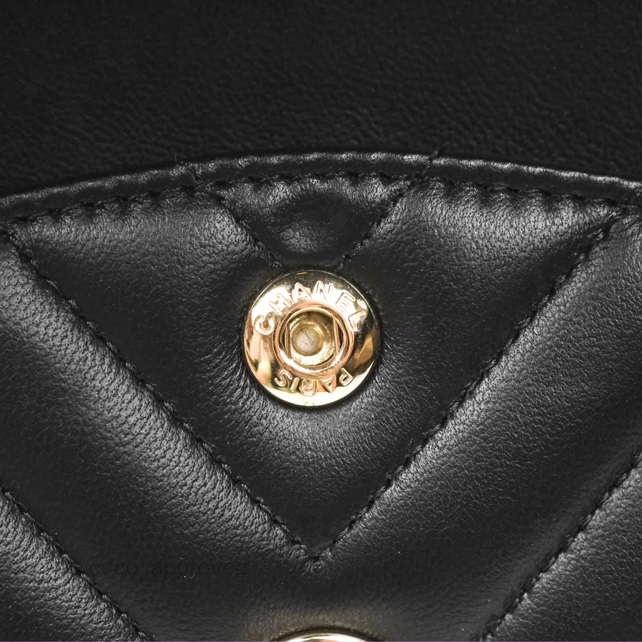 Chanel Small Classic Chevron Flap Black Lambskin Gold Hardware