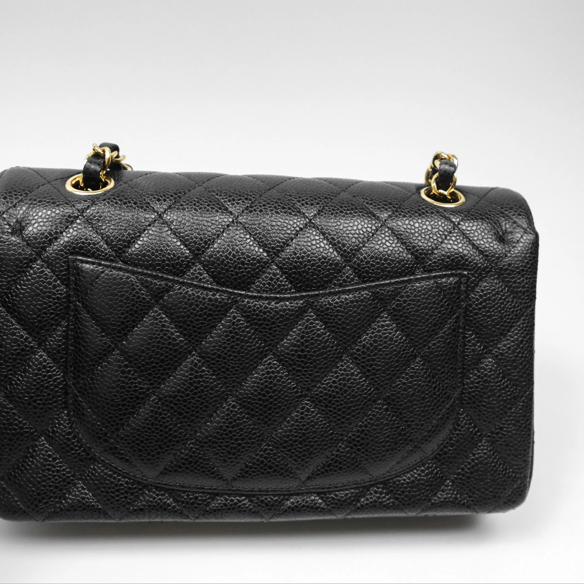 Chanel Small Classic Flap Quilted Black Caviar Gold Hardware
