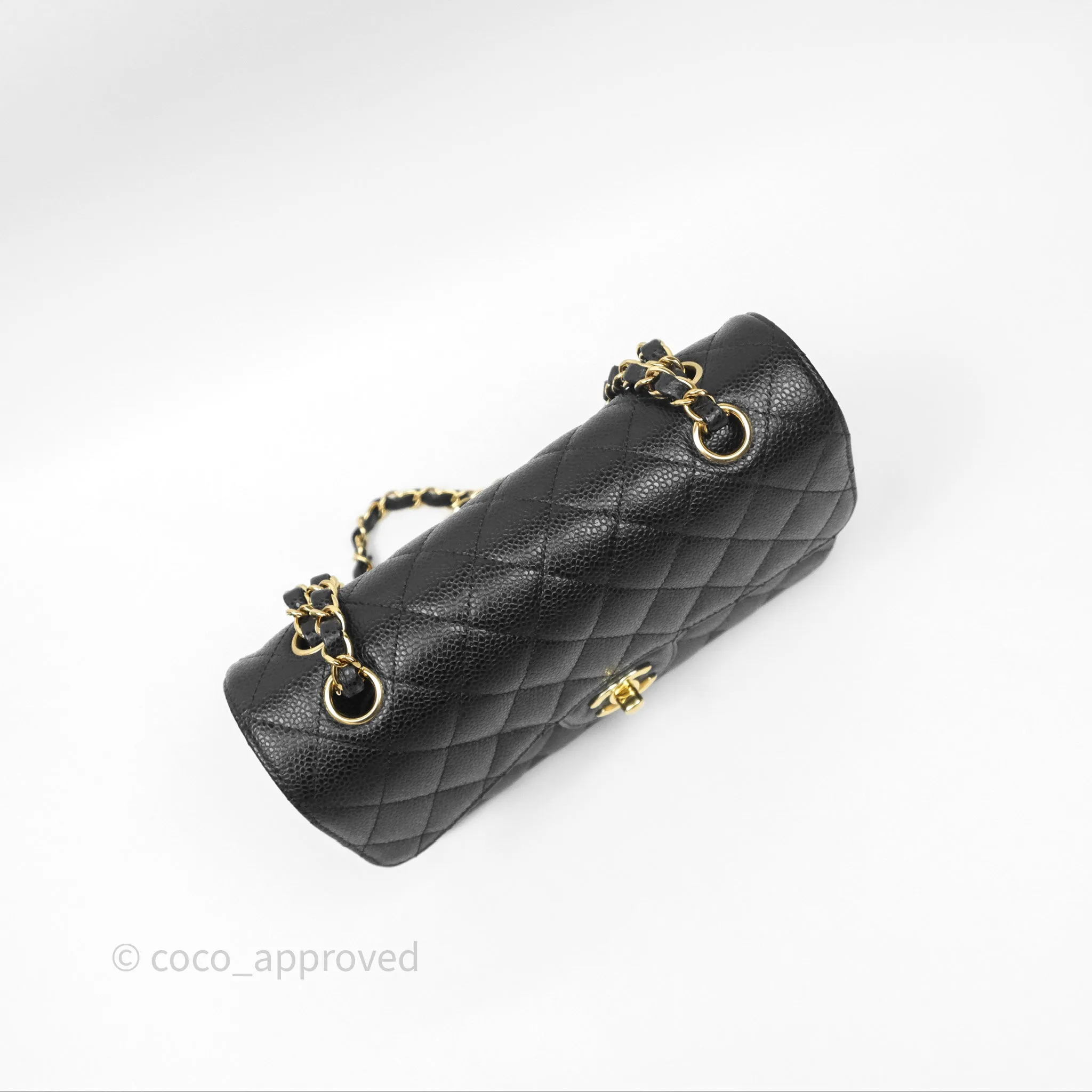 Chanel Small Classic Flap Quilted Black Caviar Gold Hardware