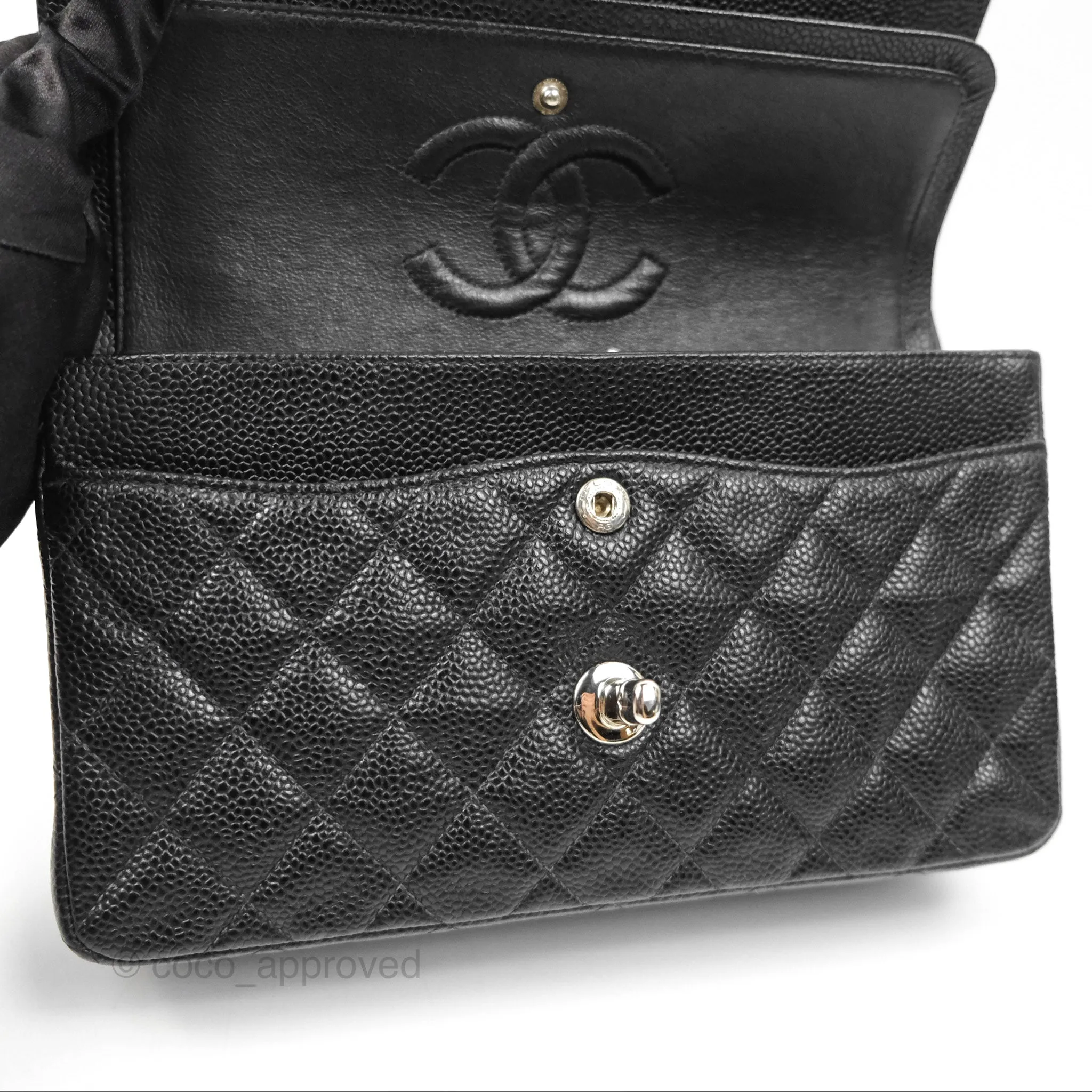 Chanel Small Classic Flap Quilted Black Caviar Silver Hardware