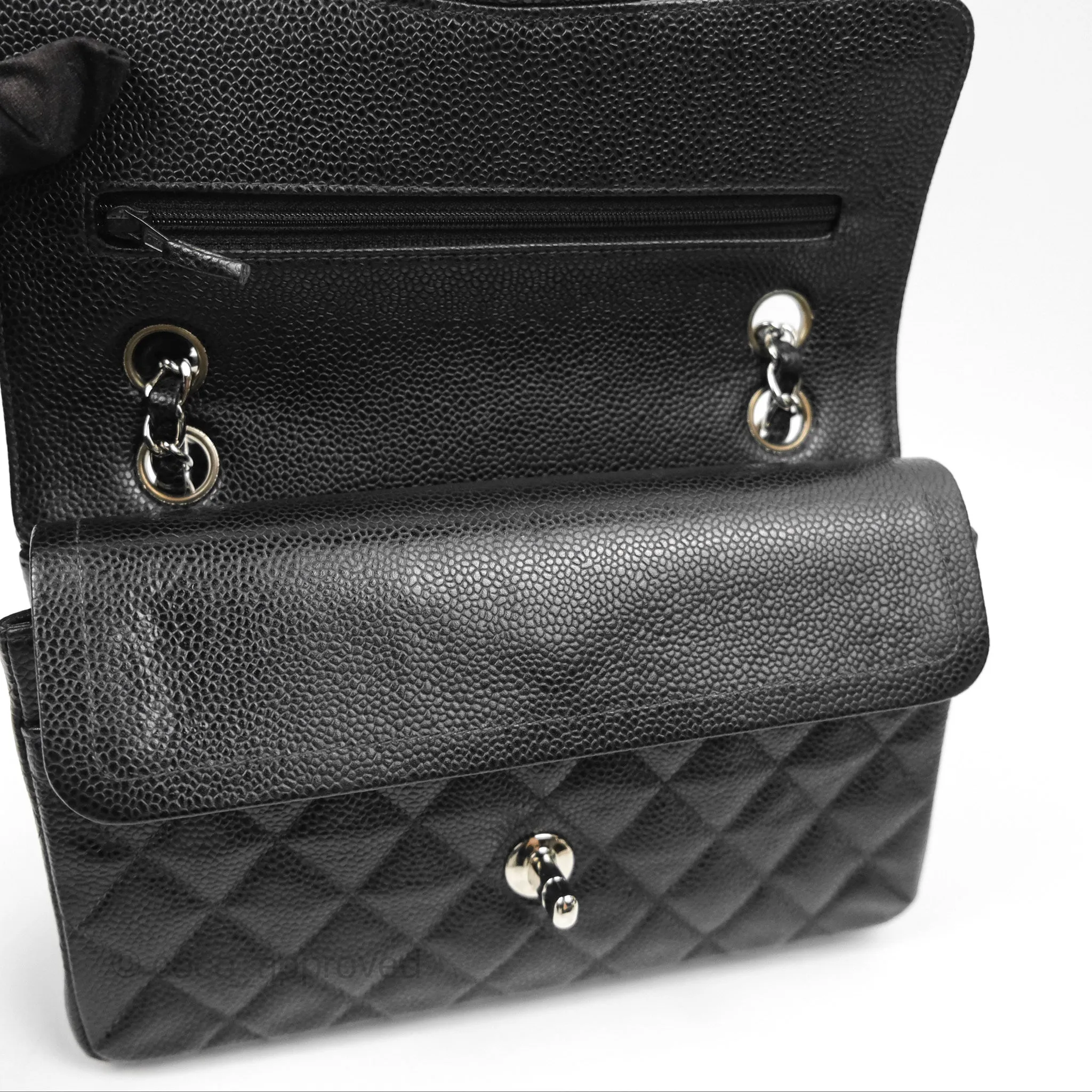 Chanel Small Classic Flap Quilted Black Caviar Silver Hardware