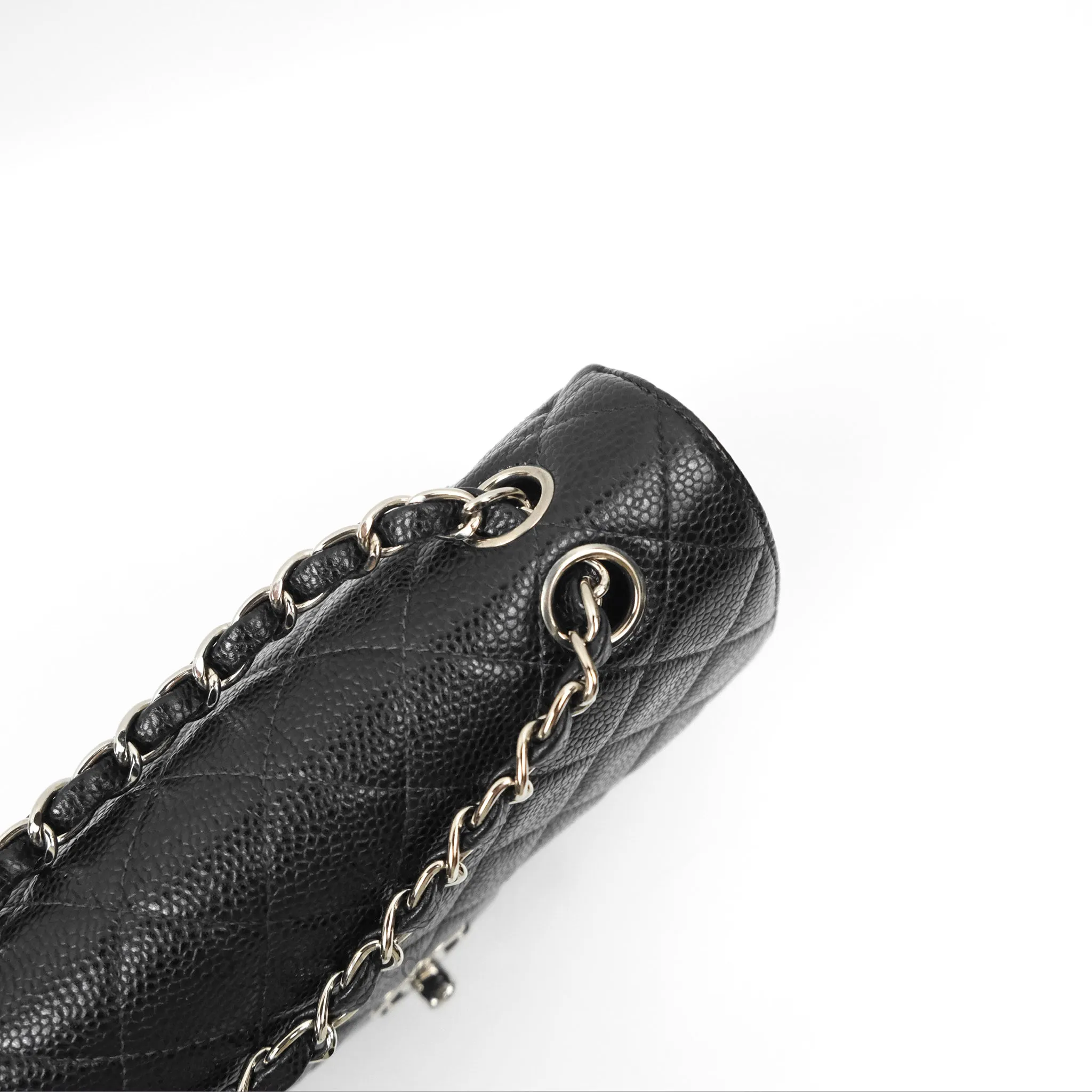 Chanel Small Classic Flap Quilted Black Caviar Silver Hardware