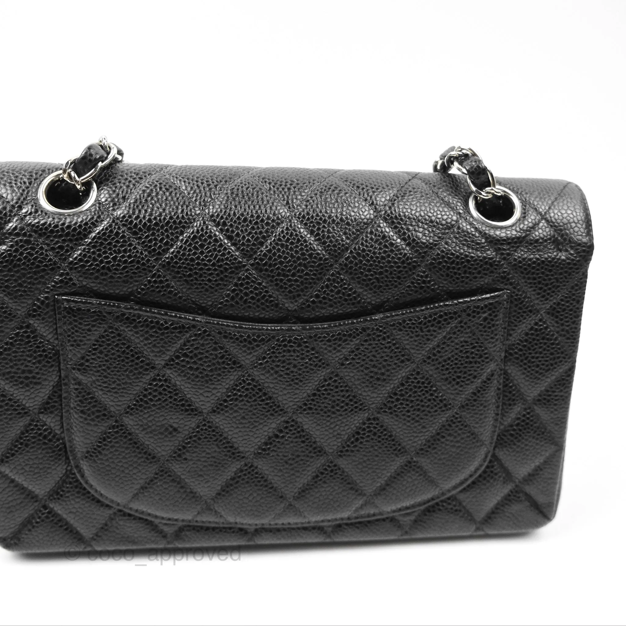 Chanel Small Classic Flap Quilted Black Caviar Silver Hardware