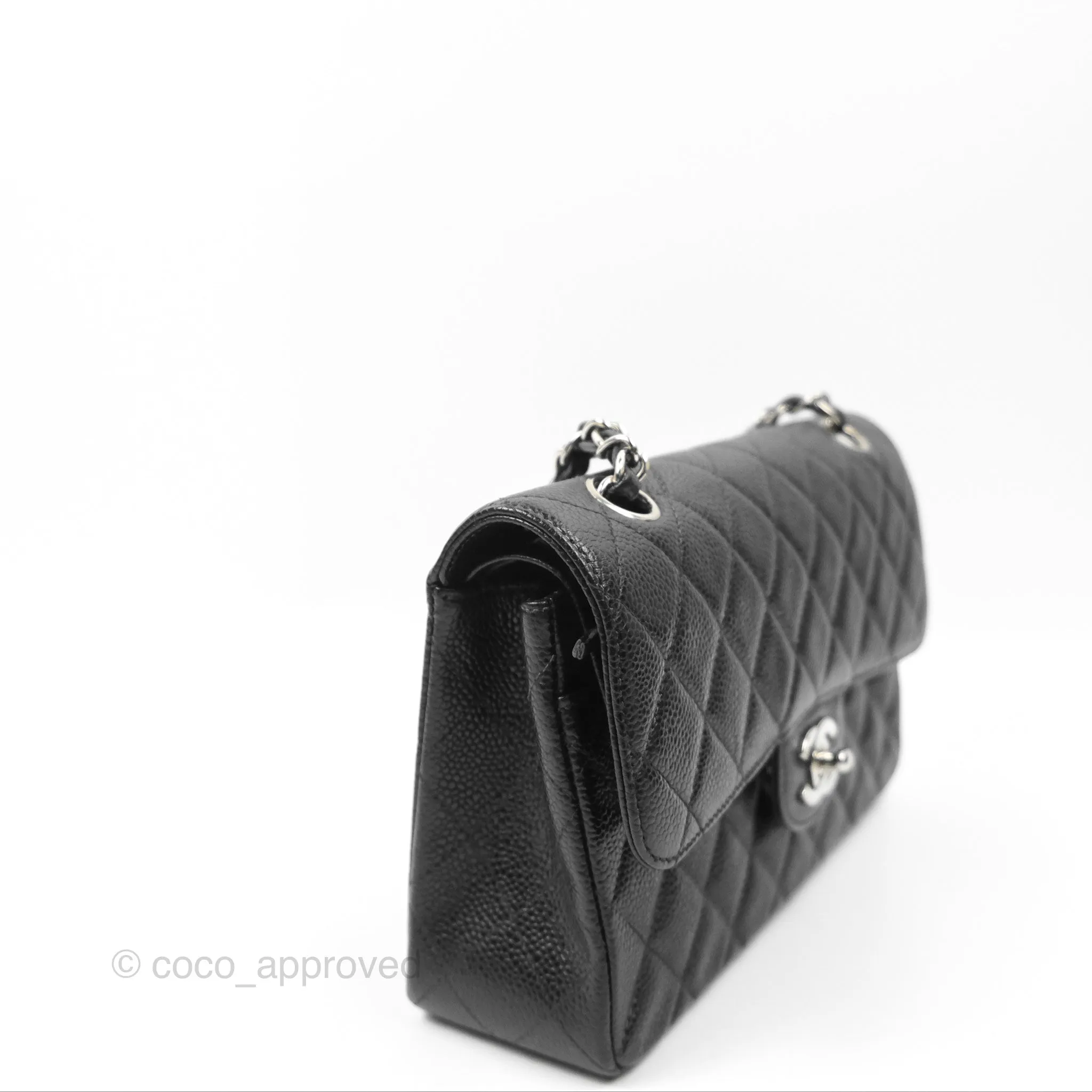 Chanel Small Classic Flap Quilted Black Caviar Silver Hardware