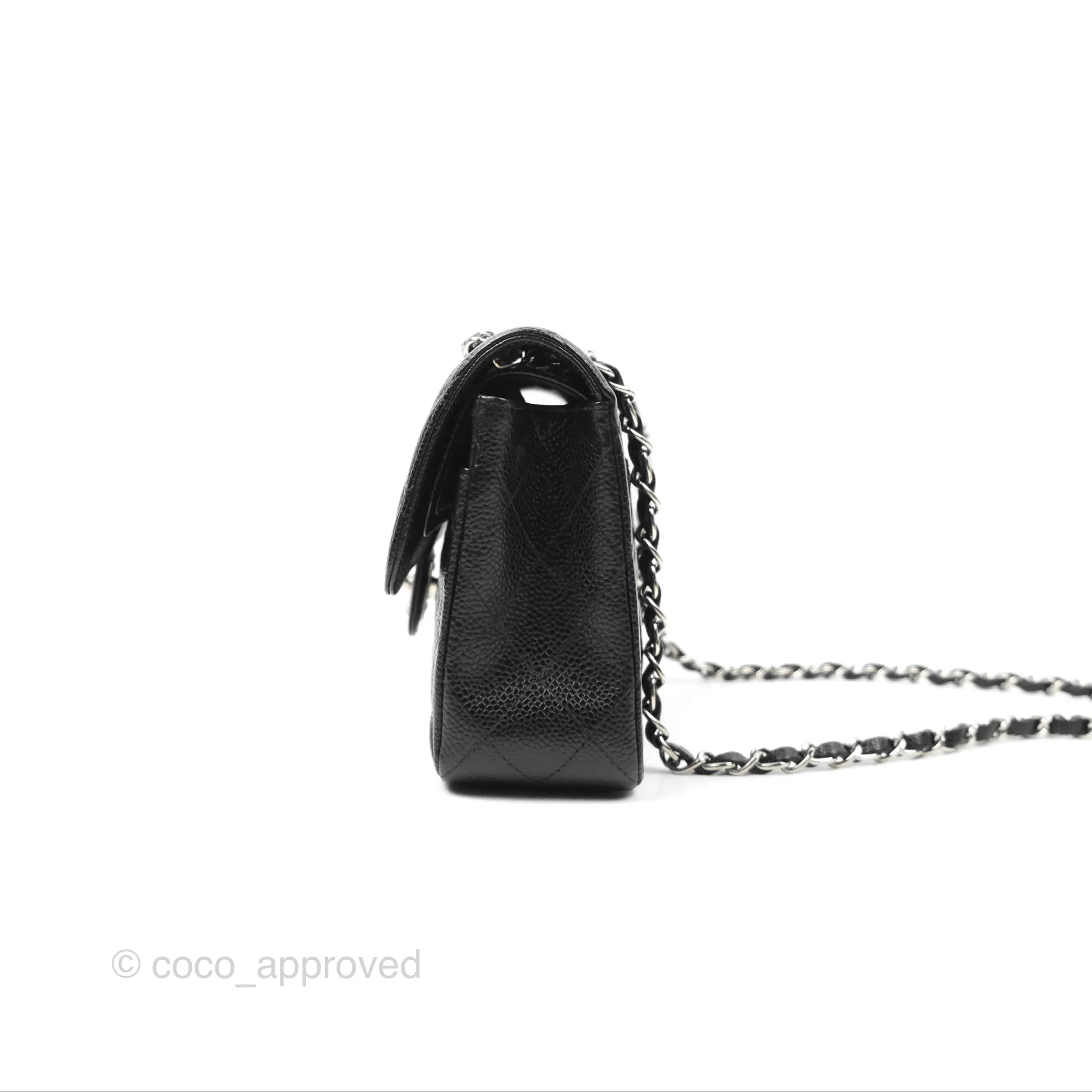 Chanel Small Classic Flap Quilted Black Caviar Silver Hardware