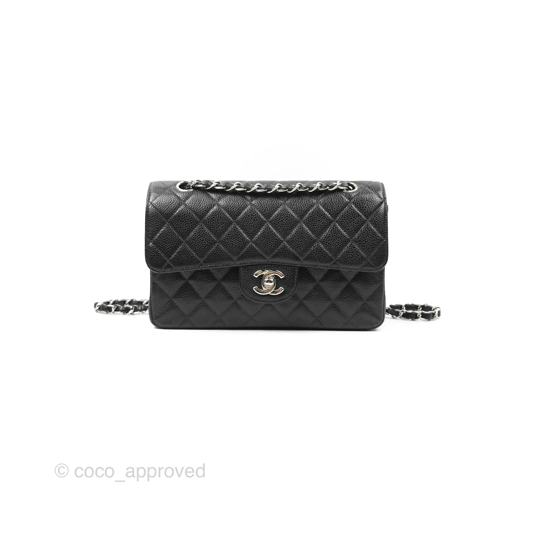 Chanel Small Classic Flap Quilted Black Caviar Silver Hardware