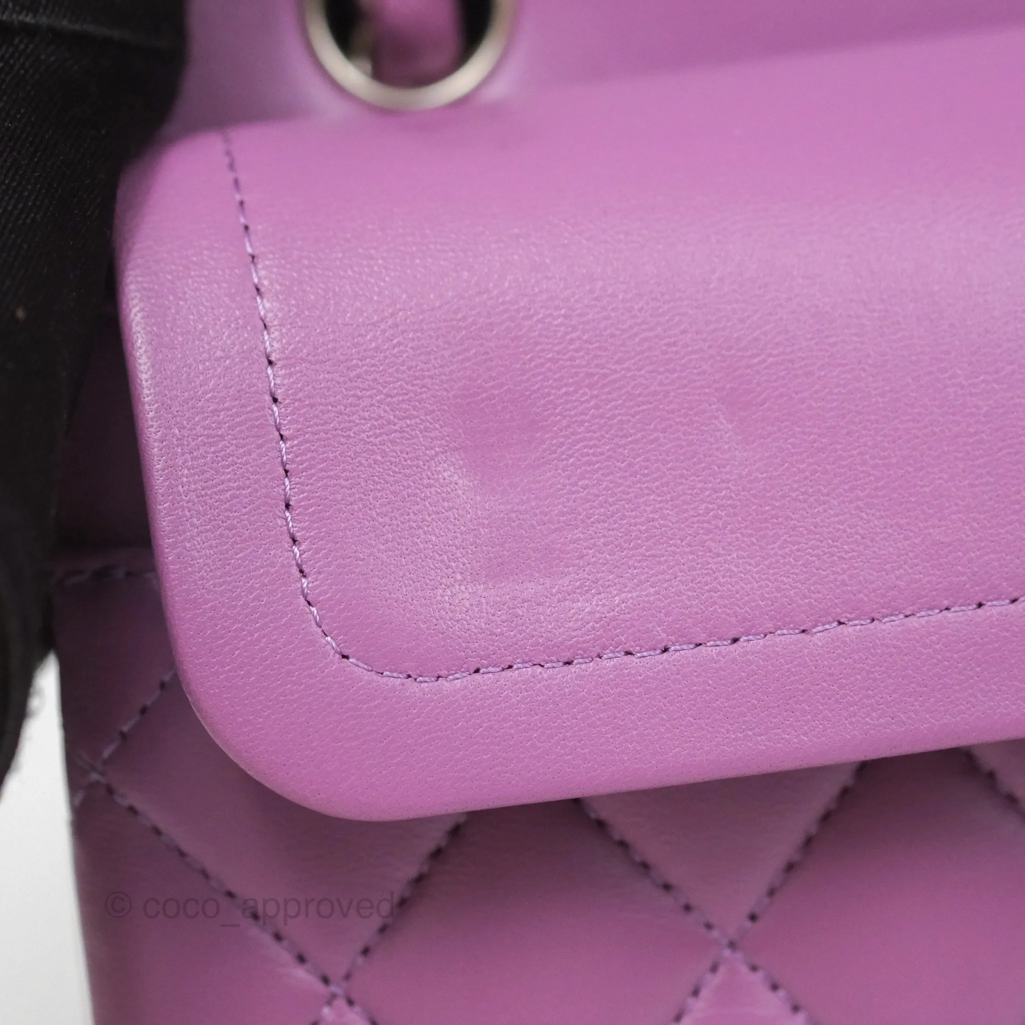 Chanel Small Classic Flap Quilted Purple Lambskin Silver Hardware
