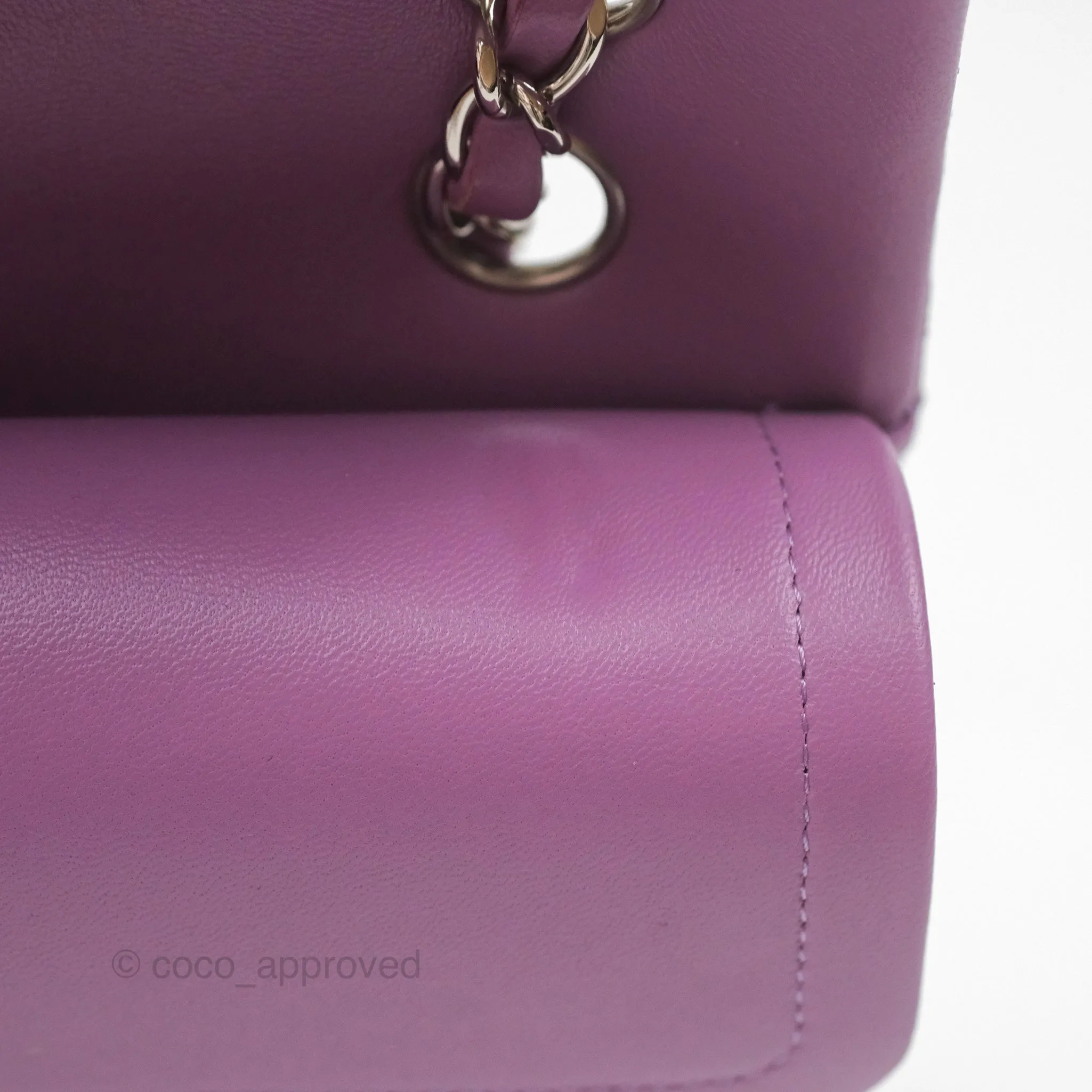Chanel Small Classic Flap Quilted Purple Lambskin Silver Hardware