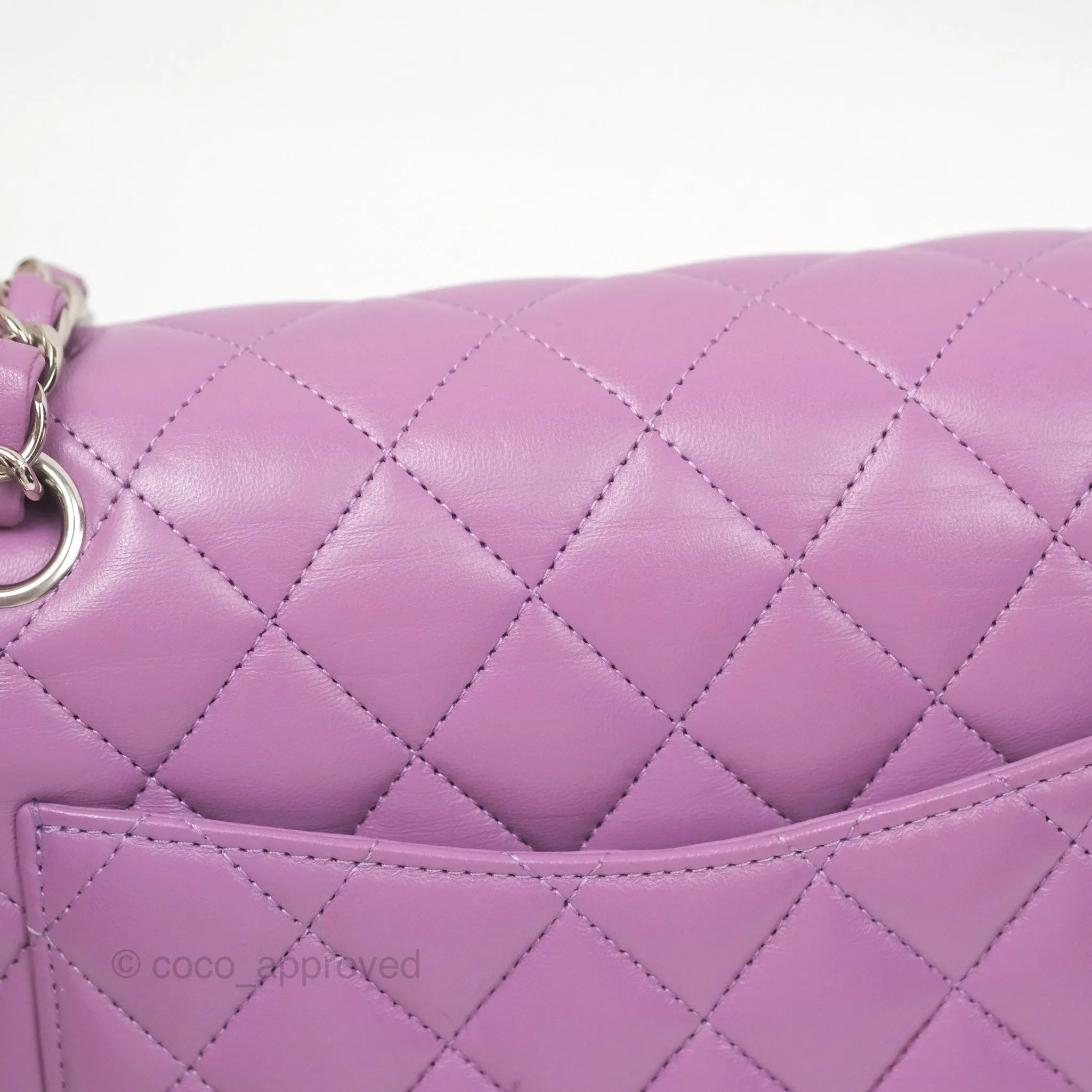 Chanel Small Classic Flap Quilted Purple Lambskin Silver Hardware