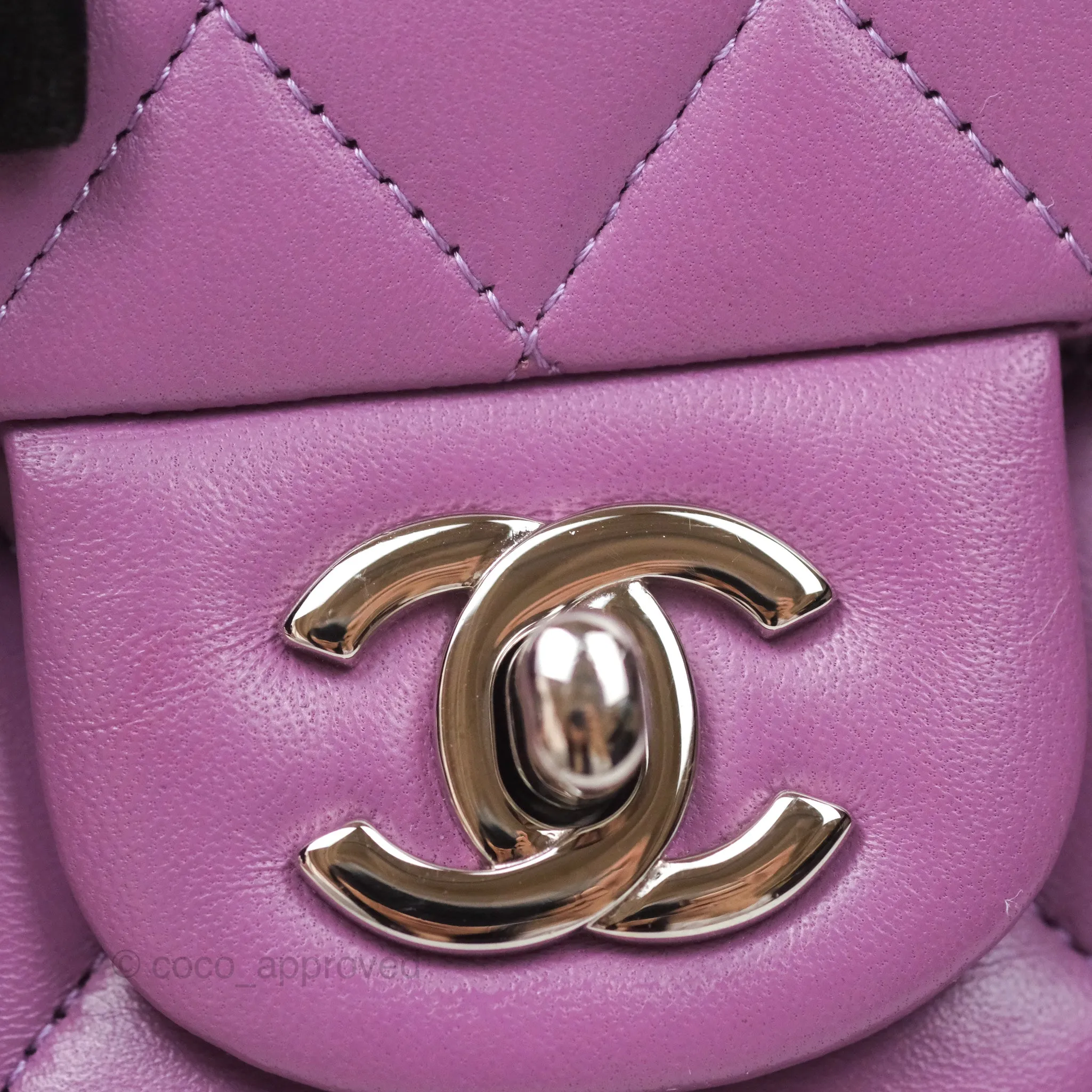 Chanel Small Classic Flap Quilted Purple Lambskin Silver Hardware