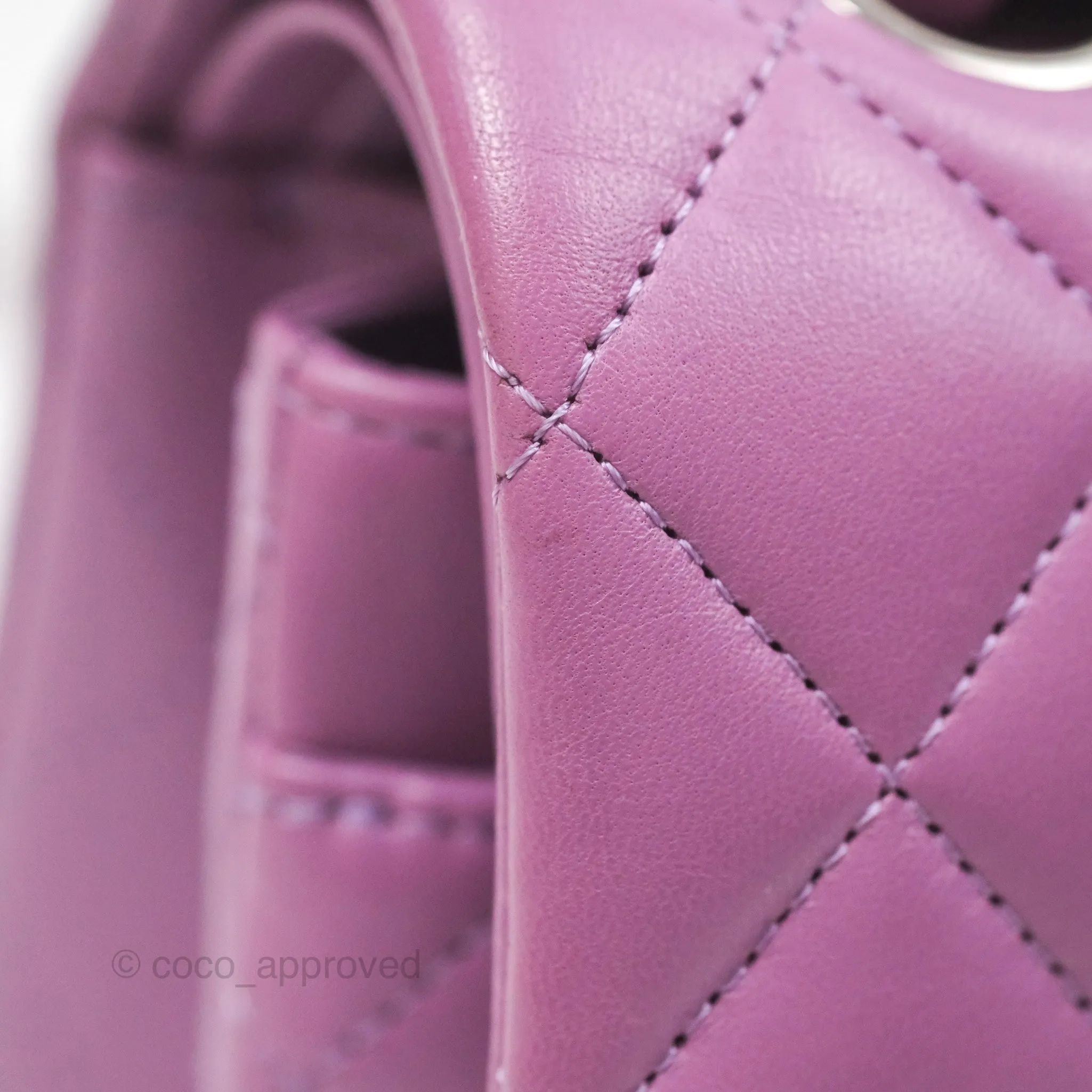 Chanel Small Classic Flap Quilted Purple Lambskin Silver Hardware