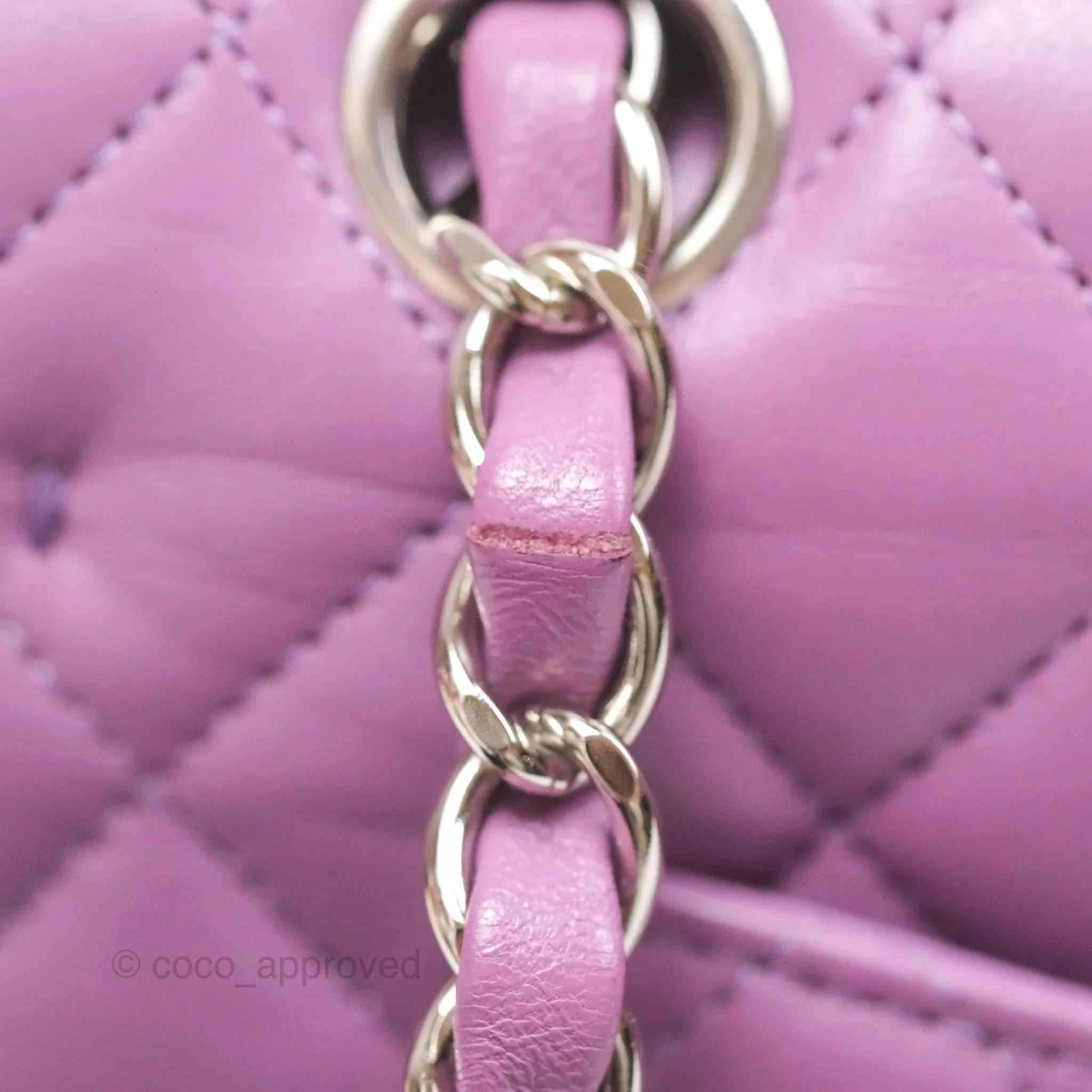Chanel Small Classic Flap Quilted Purple Lambskin Silver Hardware