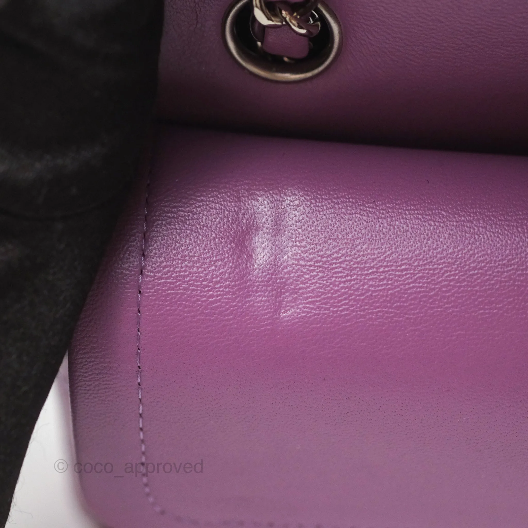 Chanel Small Classic Flap Quilted Purple Lambskin Silver Hardware