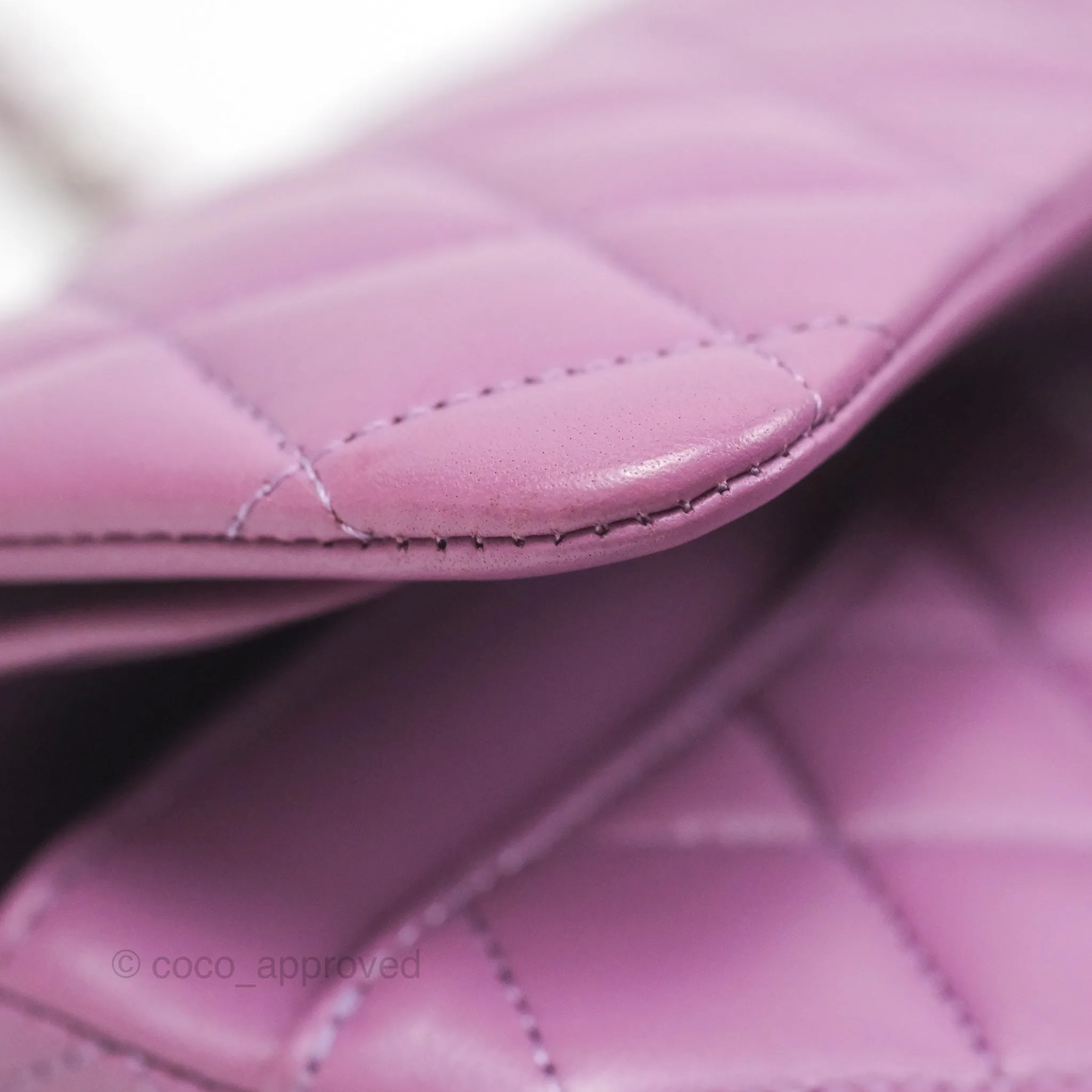 Chanel Small Classic Flap Quilted Purple Lambskin Silver Hardware