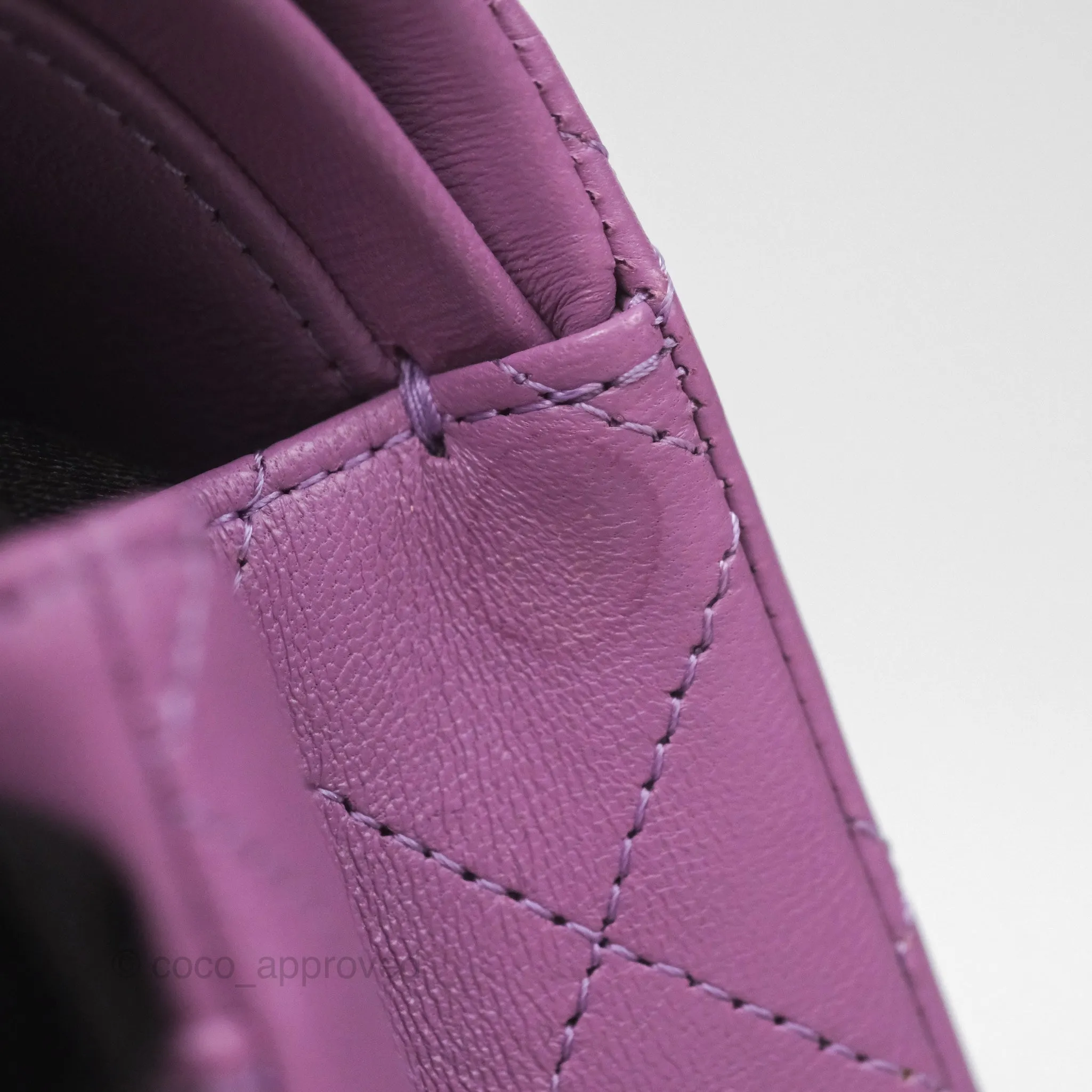 Chanel Small Classic Flap Quilted Purple Lambskin Silver Hardware