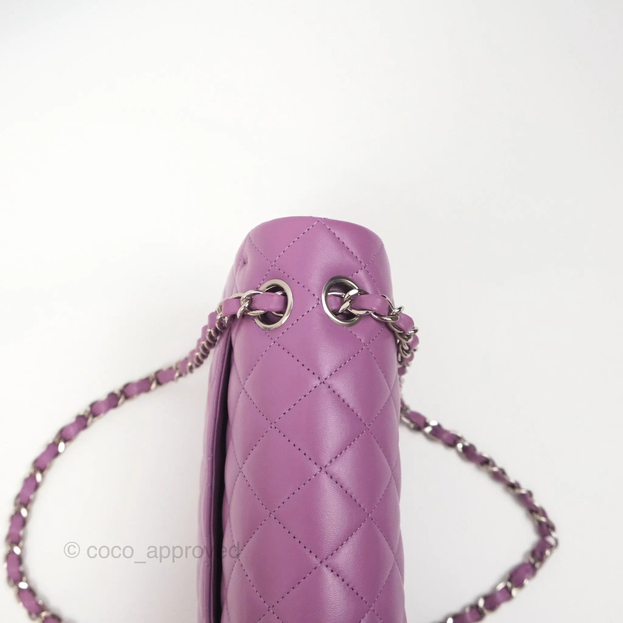 Chanel Small Classic Flap Quilted Purple Lambskin Silver Hardware