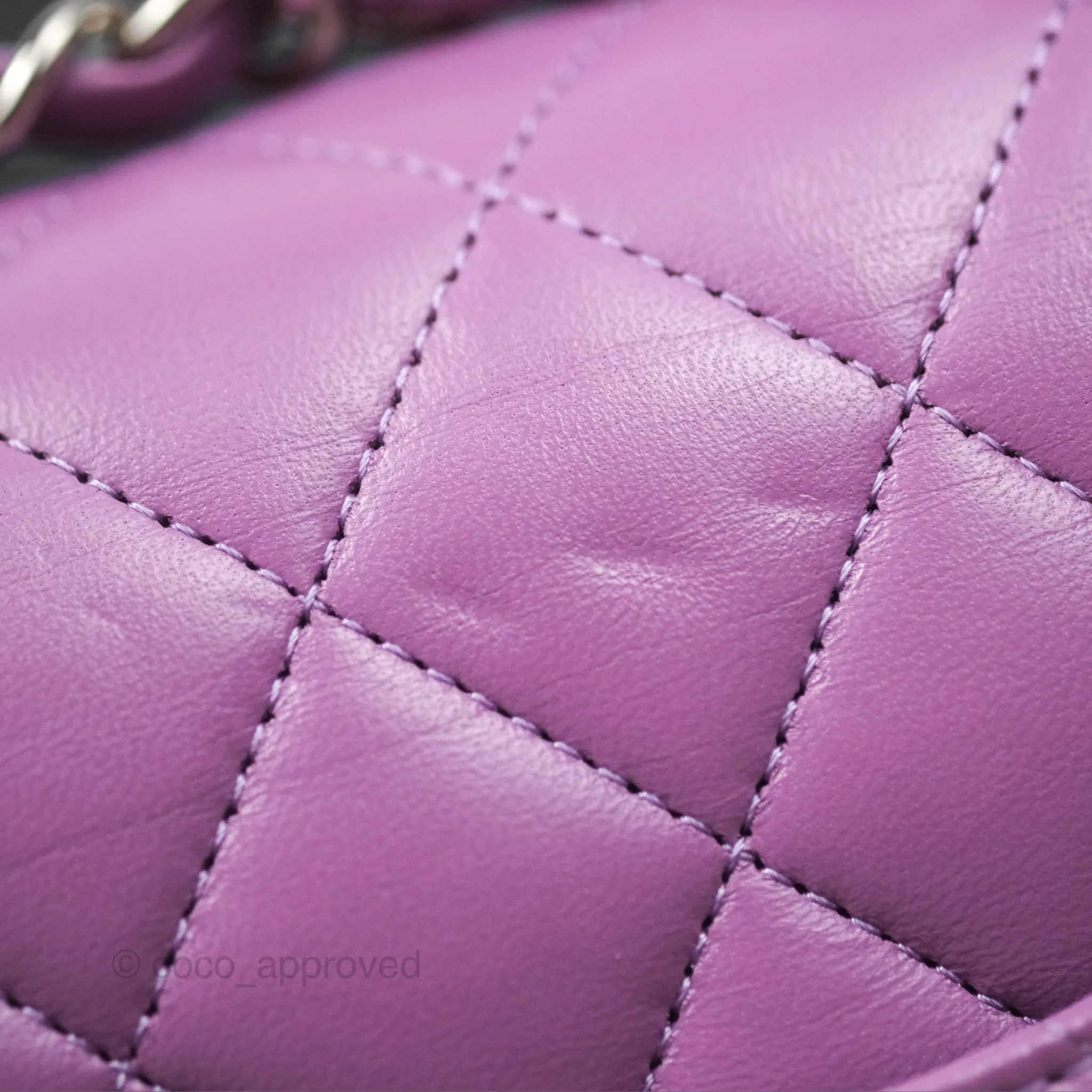 Chanel Small Classic Flap Quilted Purple Lambskin Silver Hardware