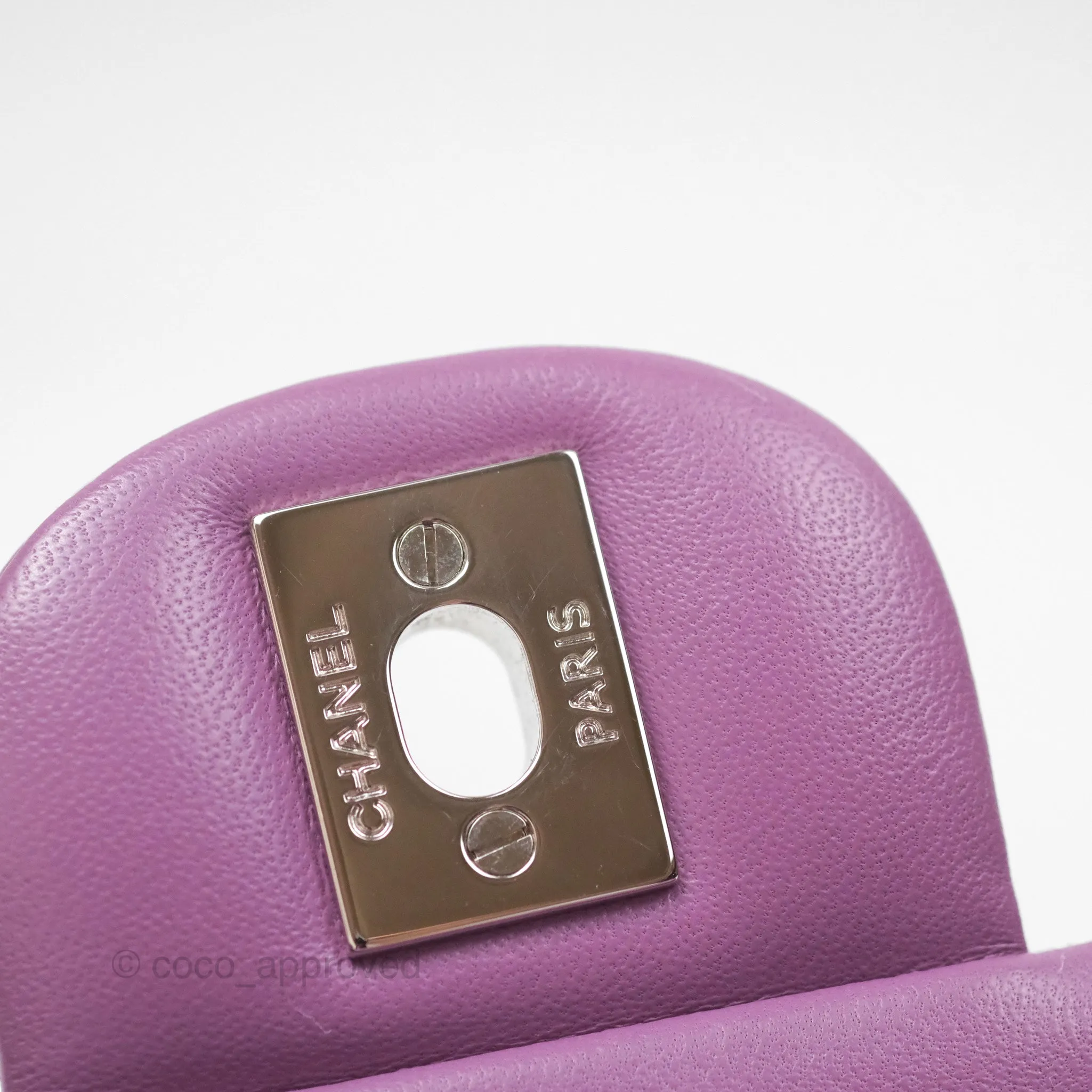 Chanel Small Classic Flap Quilted Purple Lambskin Silver Hardware