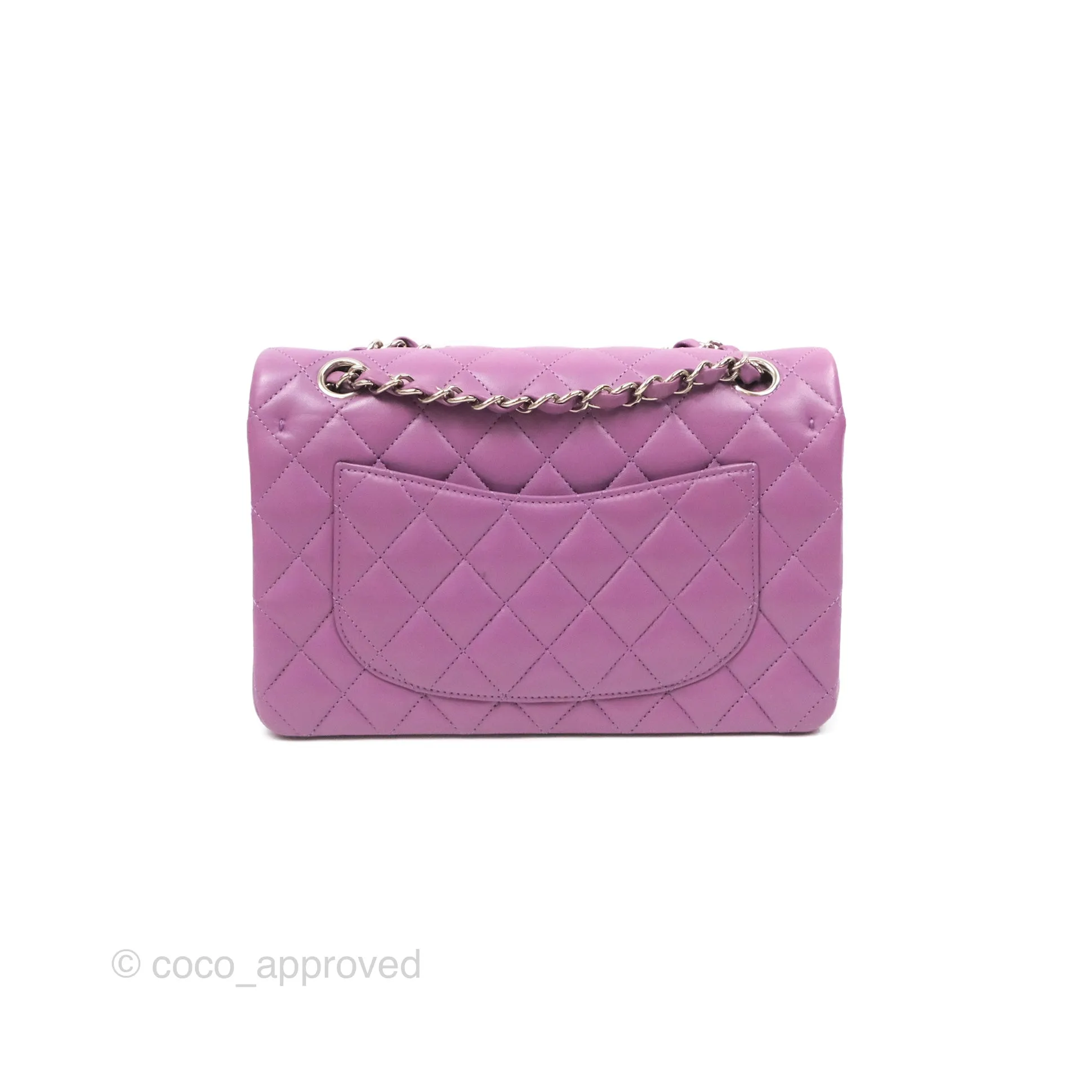 Chanel Small Classic Flap Quilted Purple Lambskin Silver Hardware