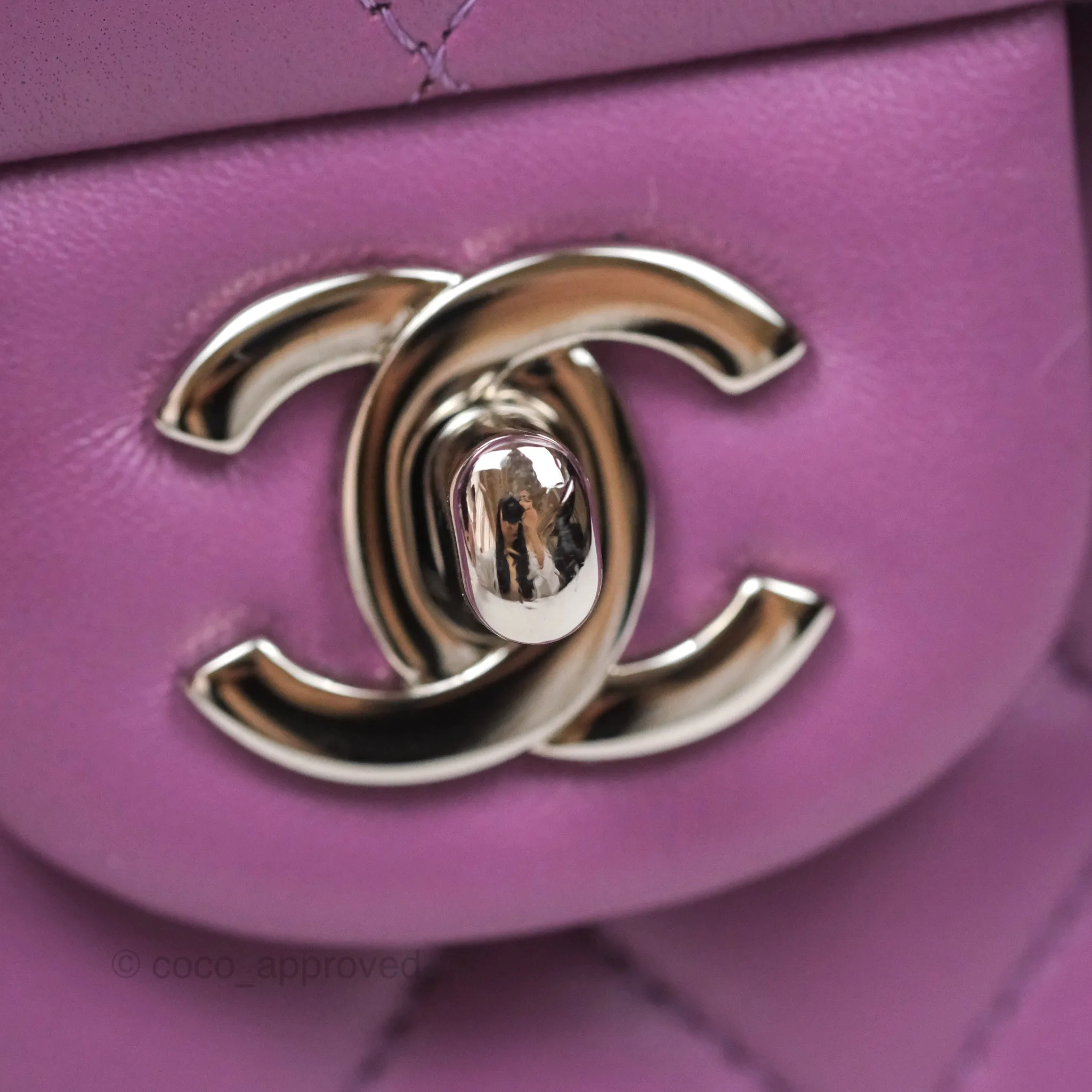 Chanel Small Classic Flap Quilted Purple Lambskin Silver Hardware