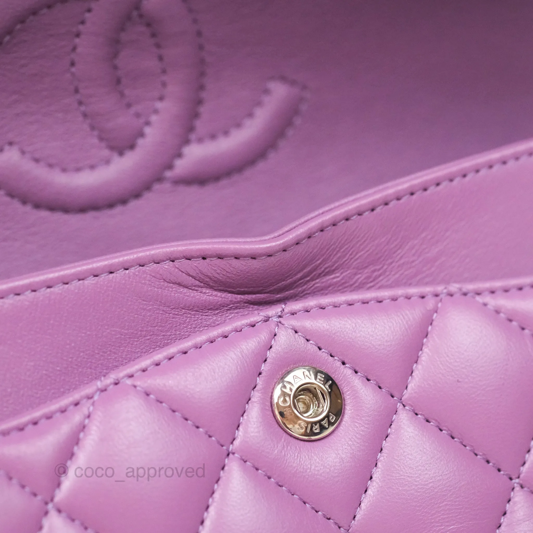 Chanel Small Classic Flap Quilted Purple Lambskin Silver Hardware