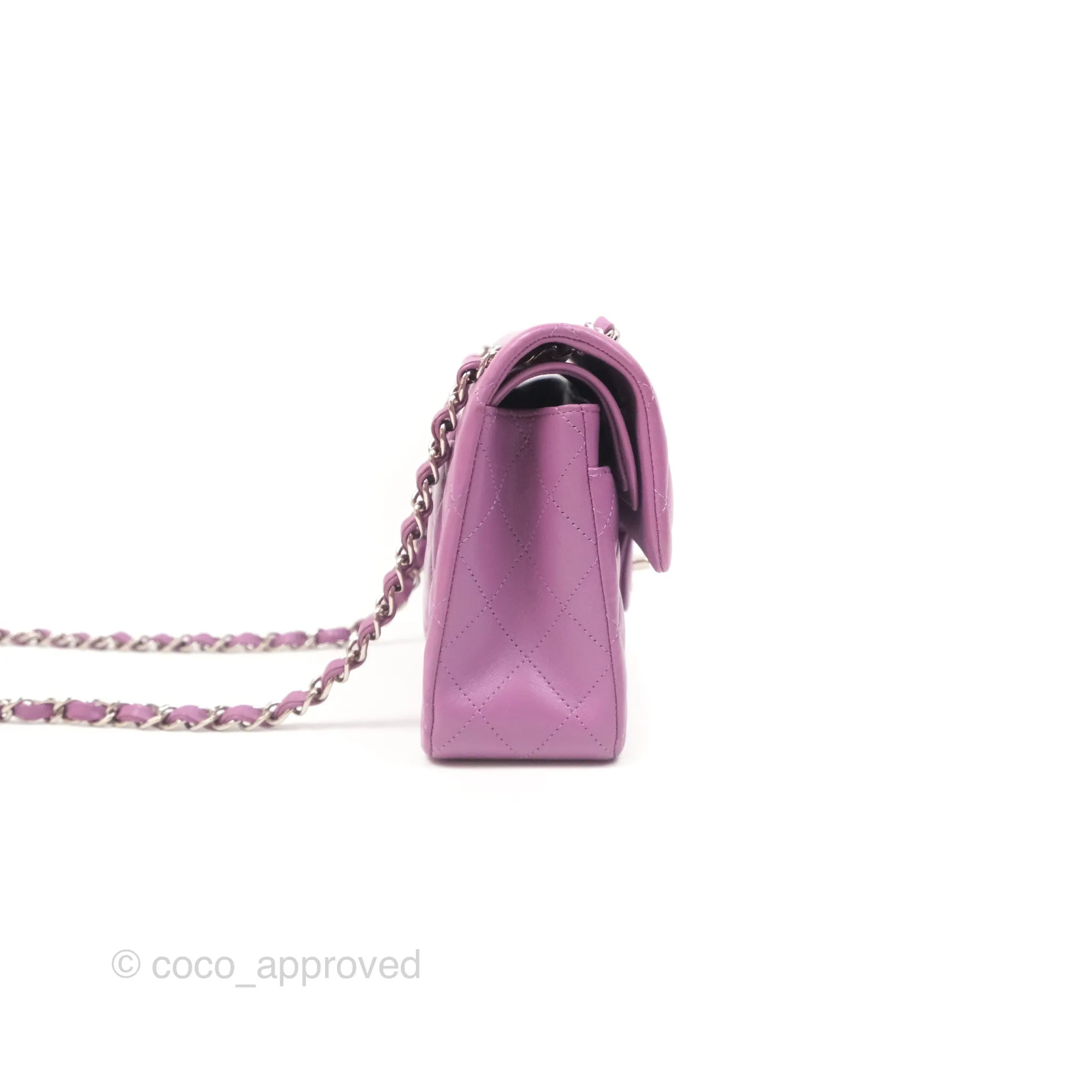 Chanel Small Classic Flap Quilted Purple Lambskin Silver Hardware