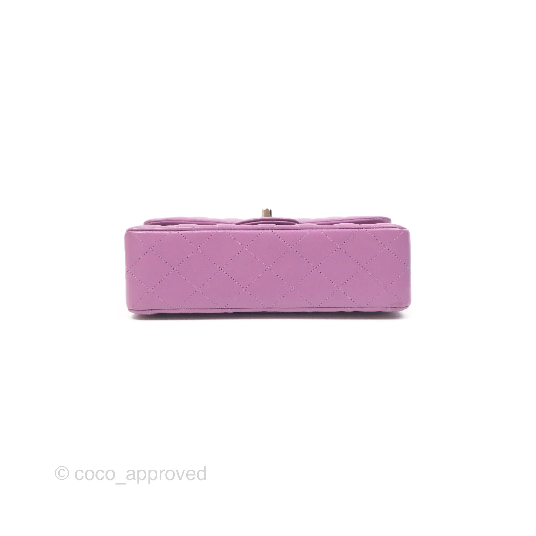 Chanel Small Classic Flap Quilted Purple Lambskin Silver Hardware