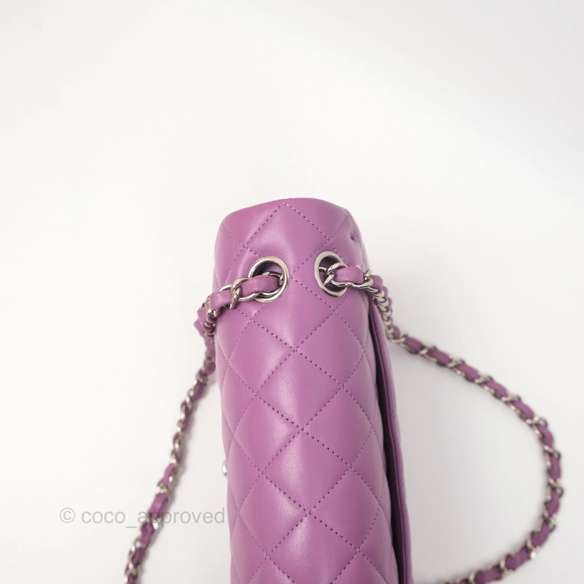 Chanel Small Classic Flap Quilted Purple Lambskin Silver Hardware
