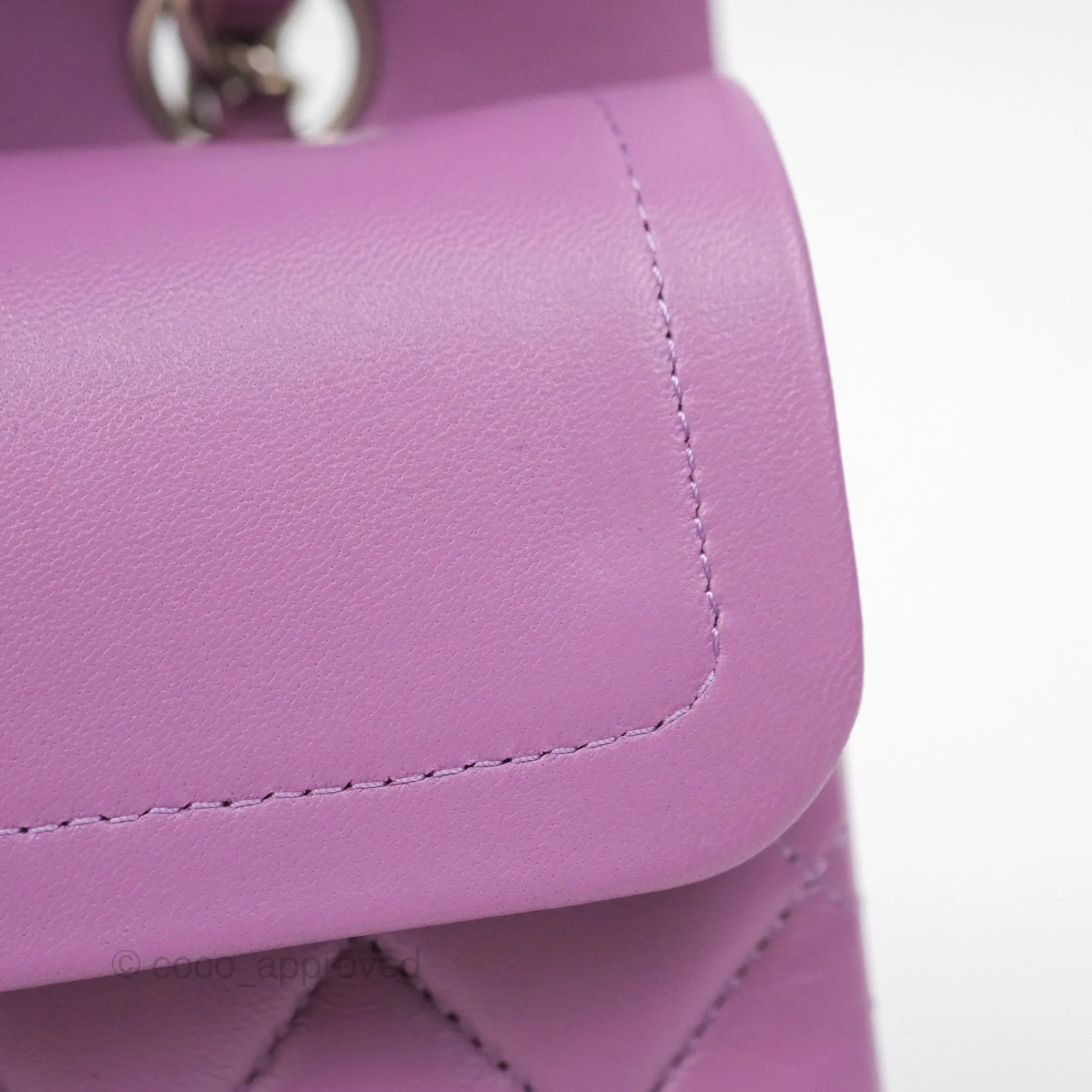 Chanel Small Classic Flap Quilted Purple Lambskin Silver Hardware