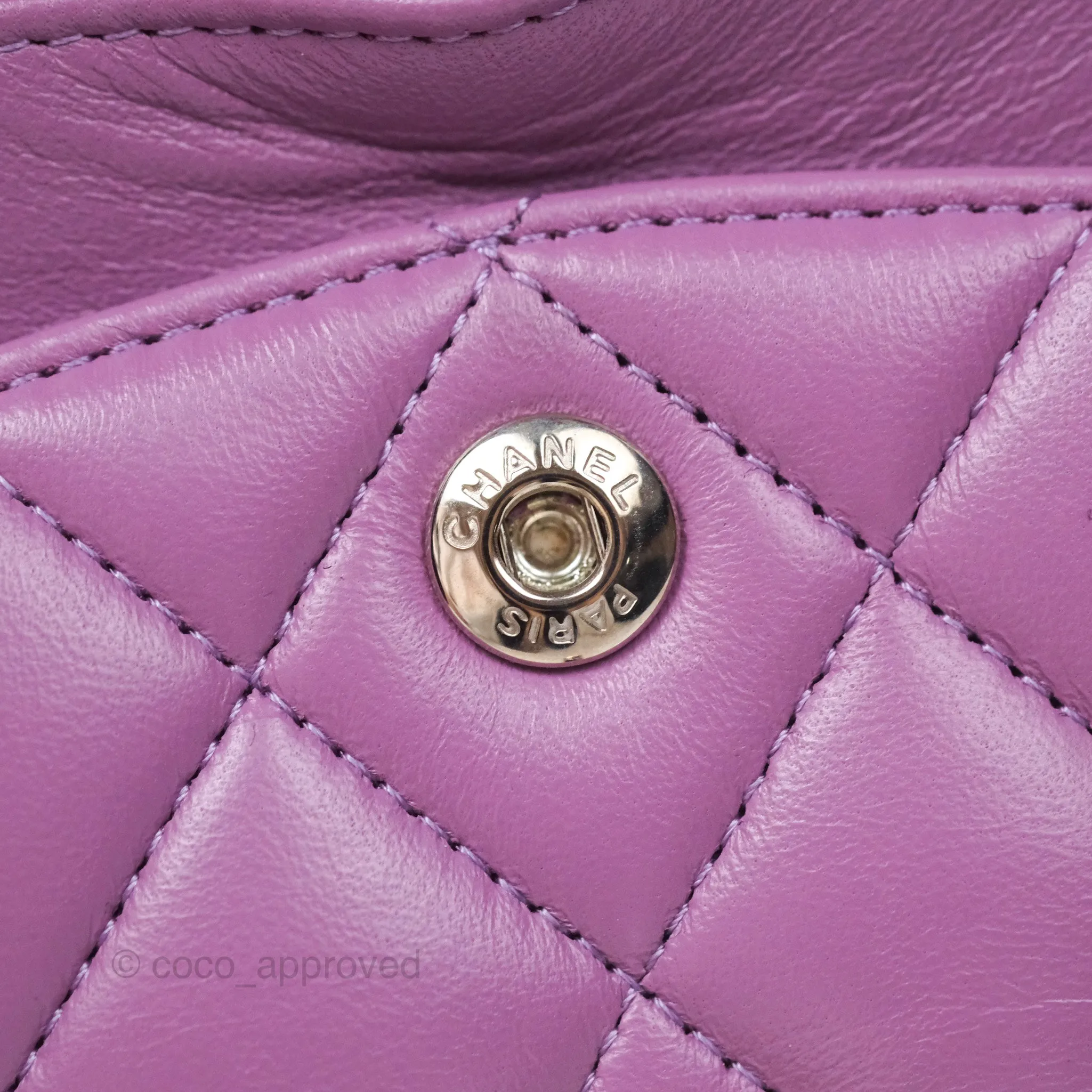 Chanel Small Classic Flap Quilted Purple Lambskin Silver Hardware