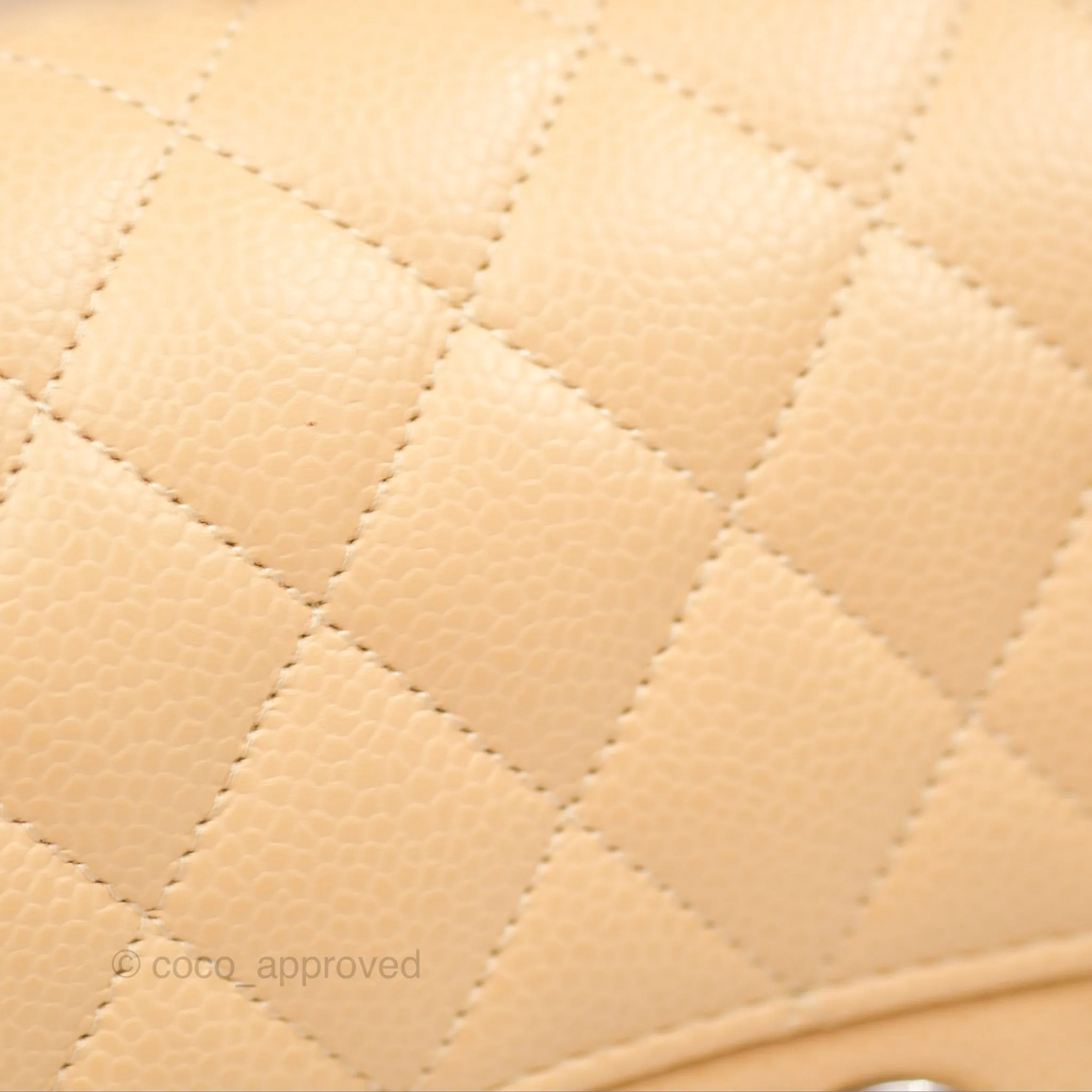 Chanel Small Classic Quilted Flap Beige Caviar Silver Hardware