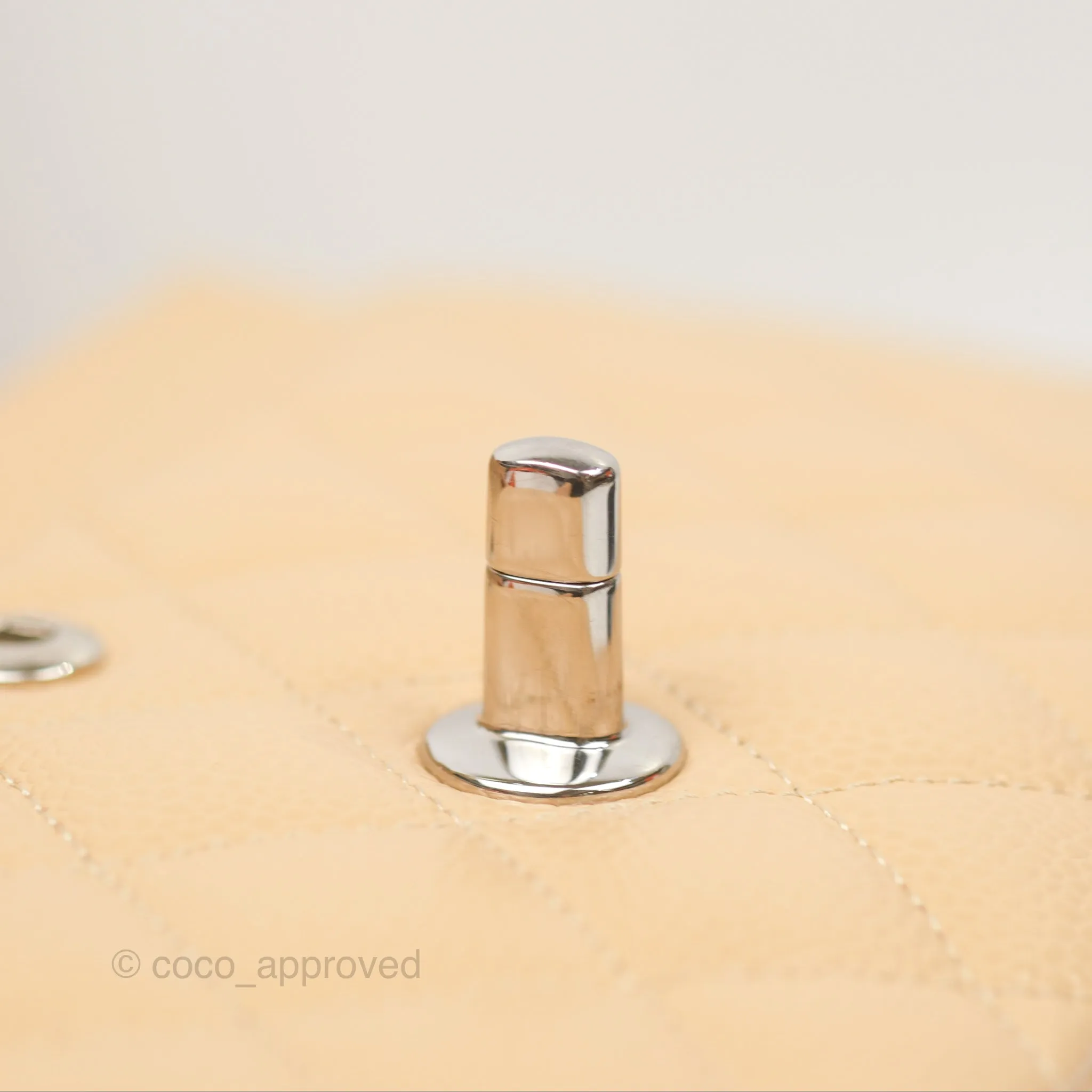 Chanel Small Classic Quilted Flap Beige Caviar Silver Hardware