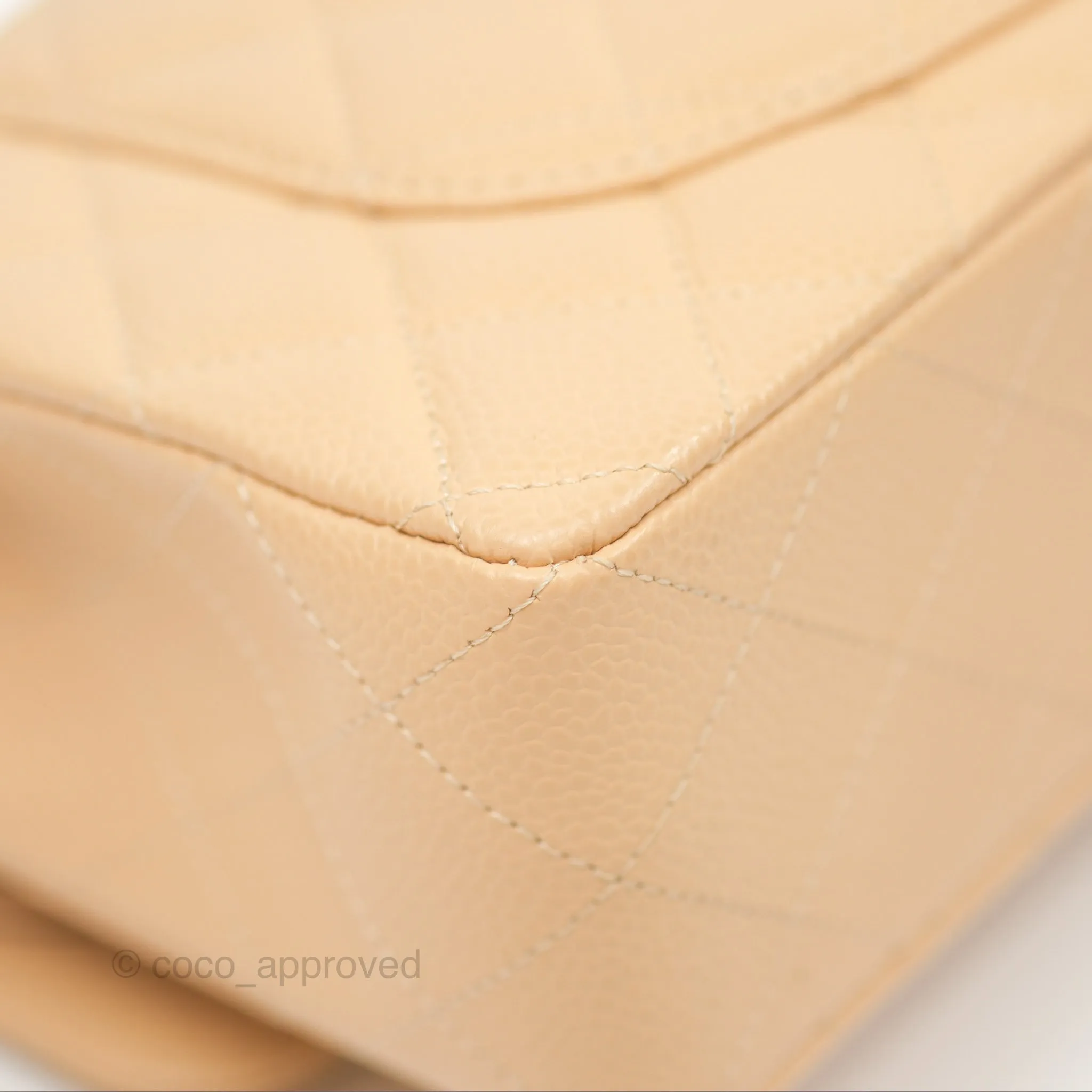 Chanel Small Classic Quilted Flap Beige Caviar Silver Hardware