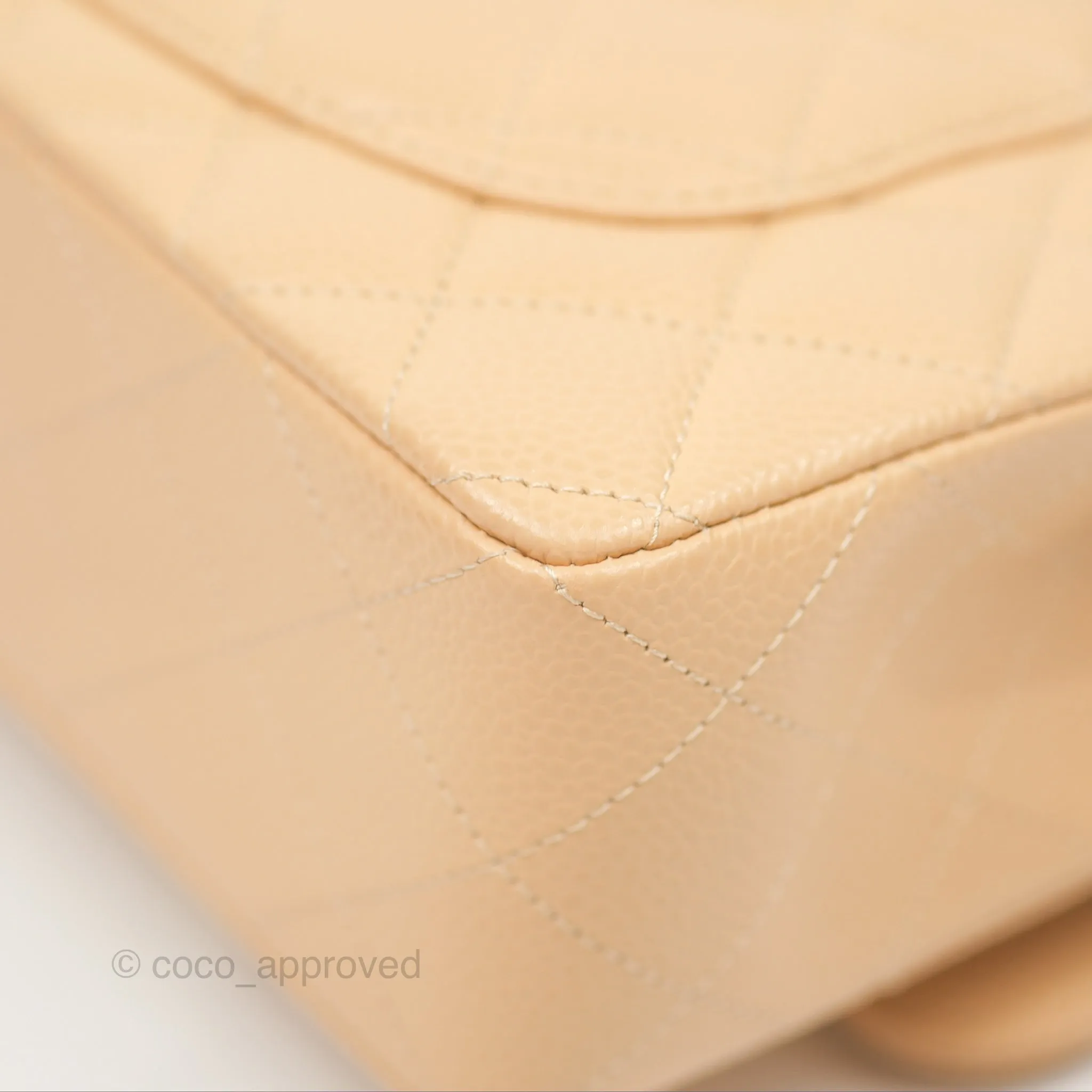 Chanel Small Classic Quilted Flap Beige Caviar Silver Hardware