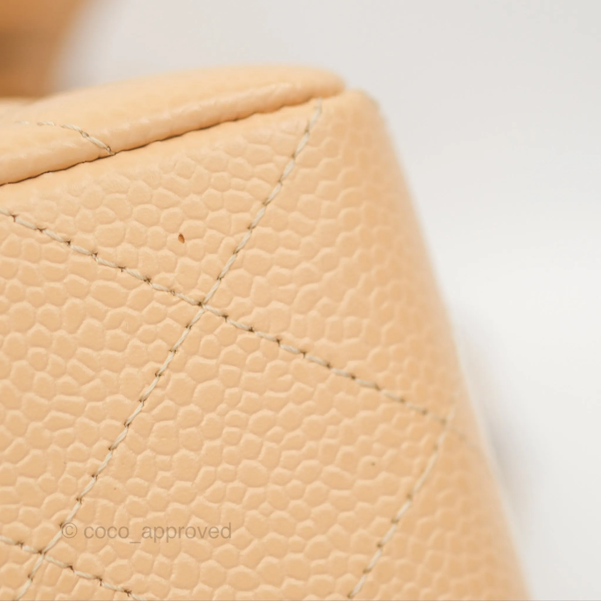 Chanel Small Classic Quilted Flap Beige Caviar Silver Hardware