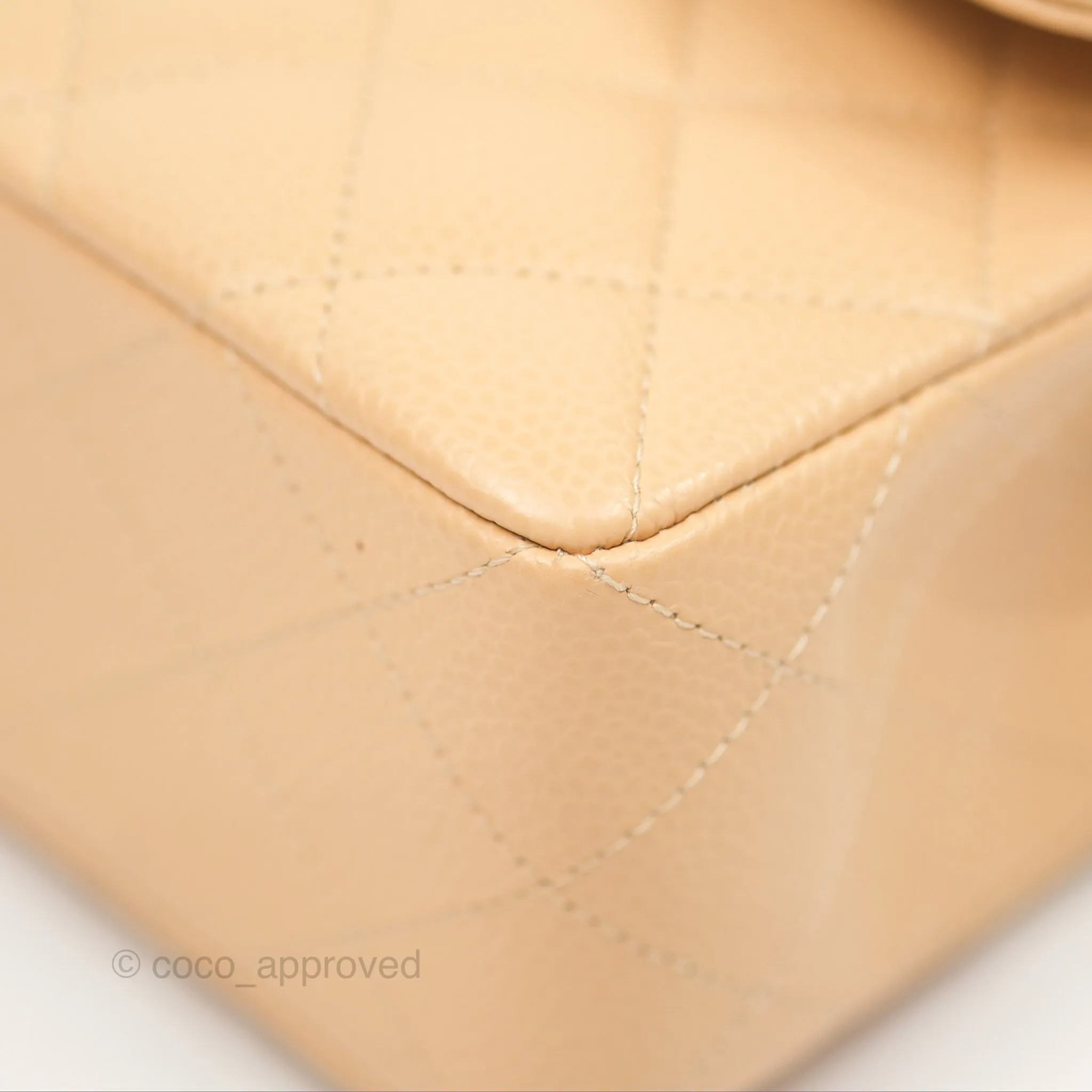 Chanel Small Classic Quilted Flap Beige Caviar Silver Hardware