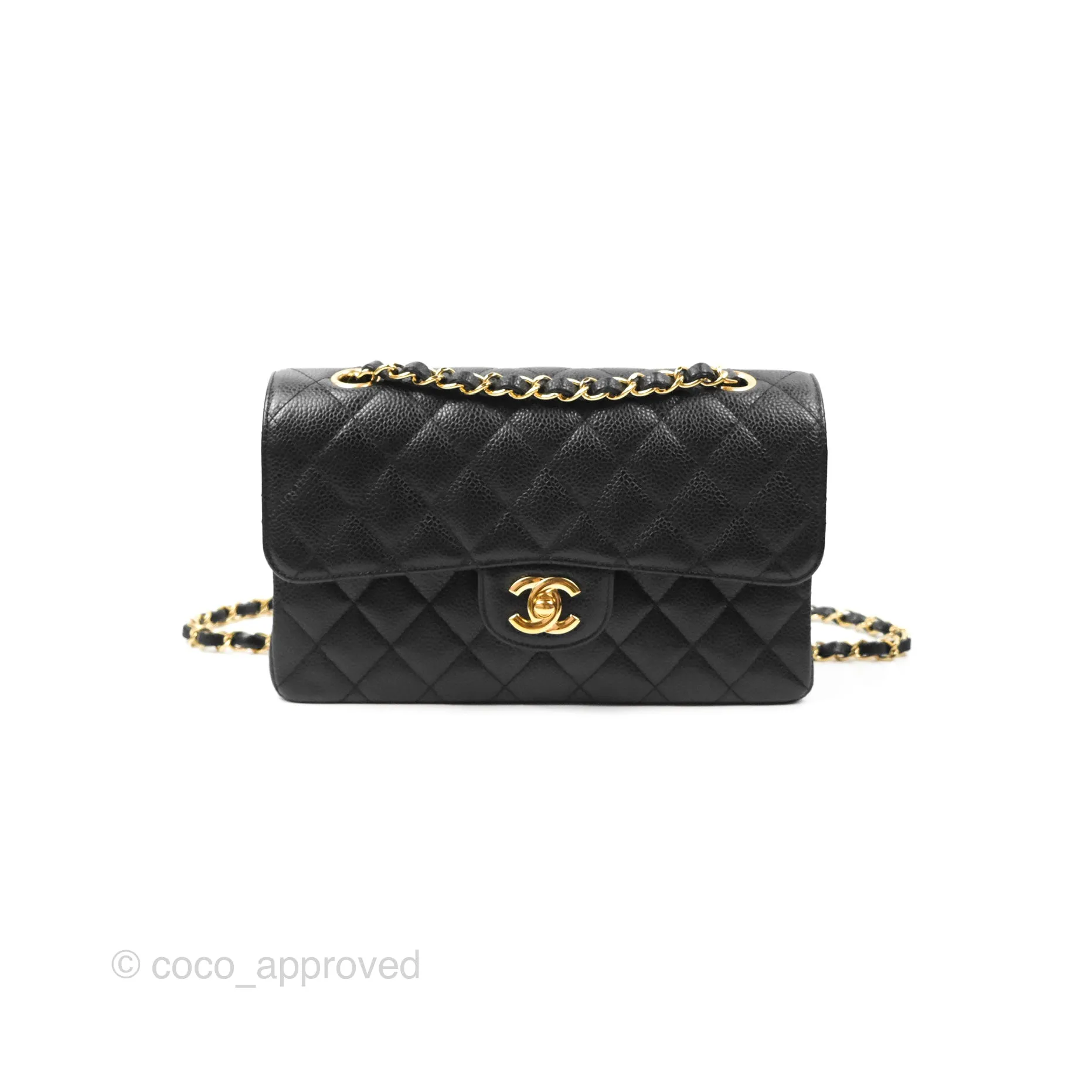 Chanel Small Classic Quilted Flap Black Caviar Gold Hardware
