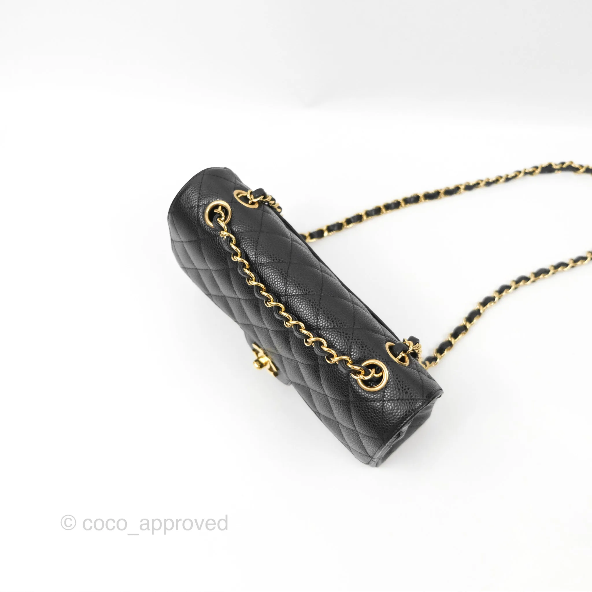Chanel Small Classic Quilted Flap Black Caviar Gold Hardware