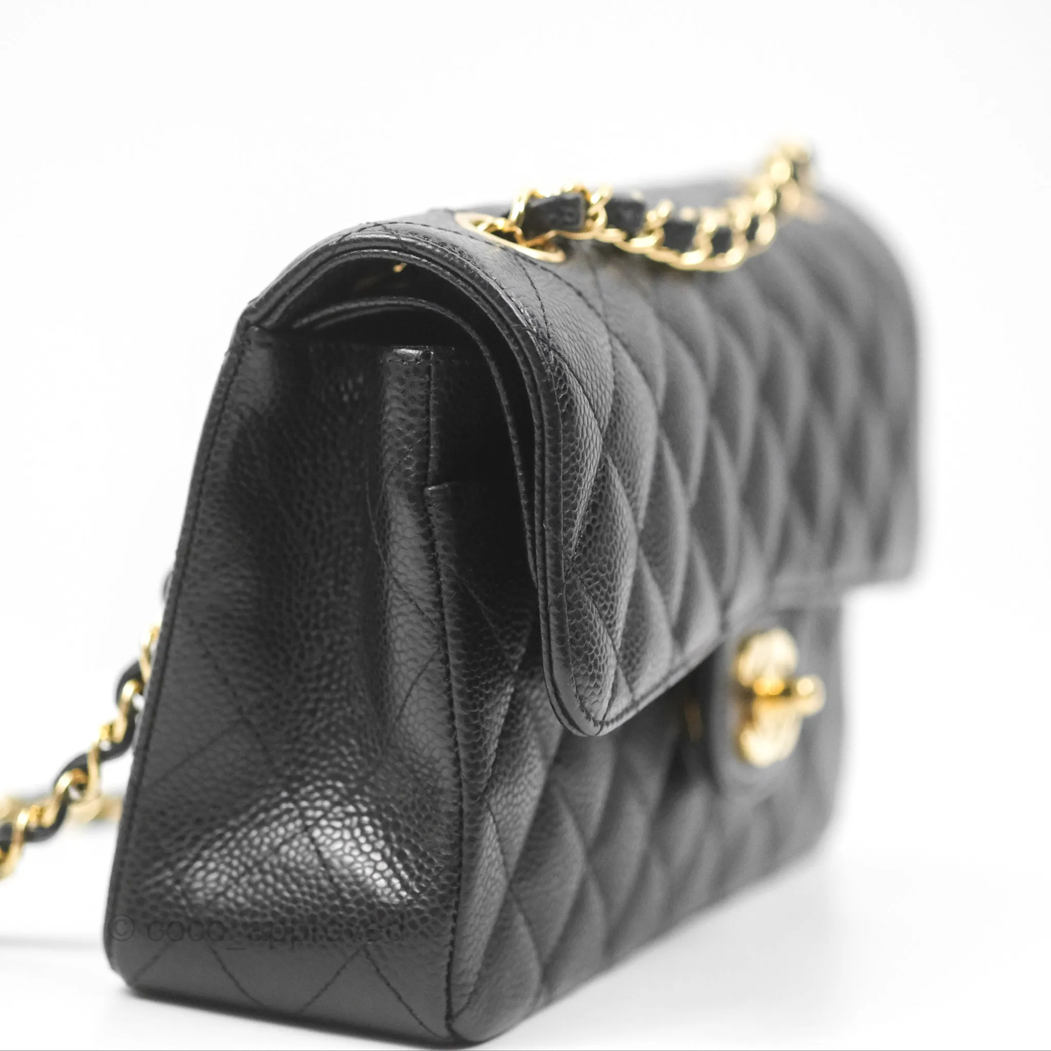 Chanel Small Classic Quilted Flap Black Caviar Gold Hardware