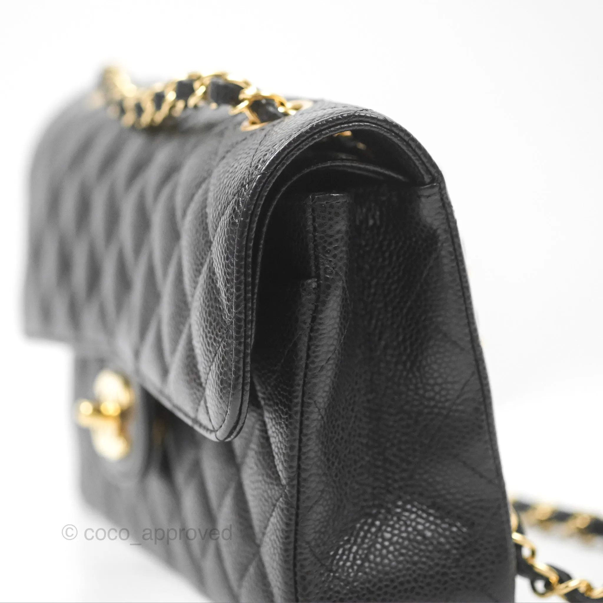 Chanel Small Classic Quilted Flap Black Caviar Gold Hardware