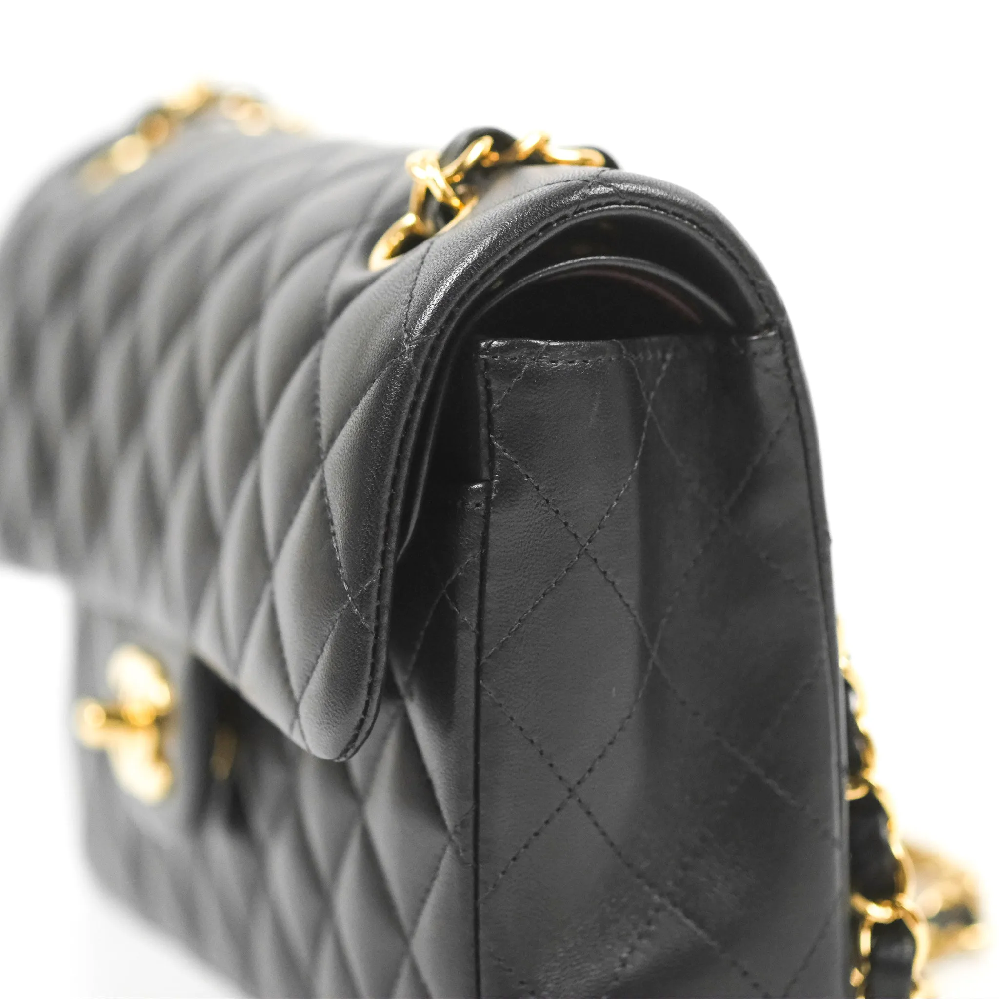 Chanel Small Classic Quilted Flap Black Lambskin Gold Hardware