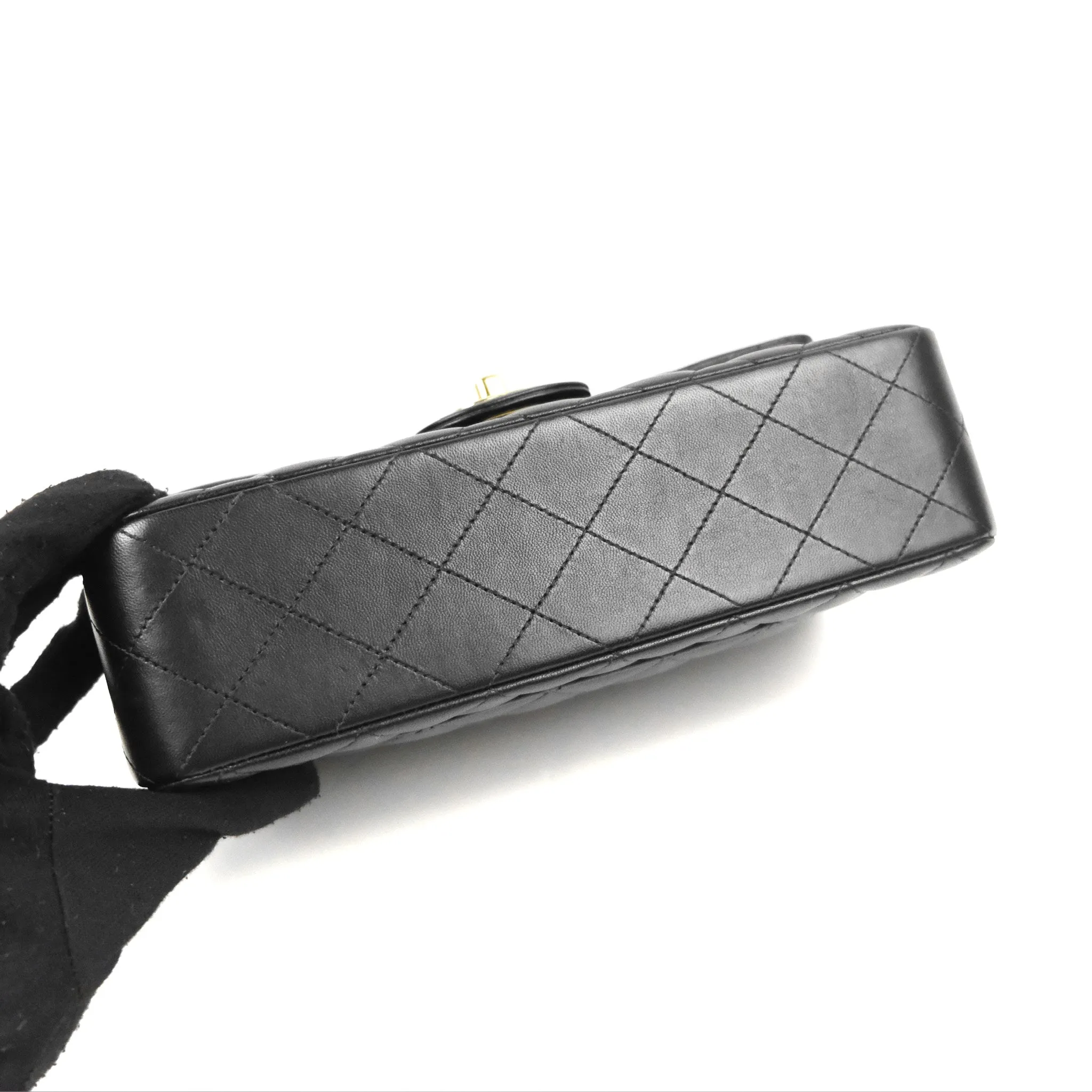 Chanel Small Classic Quilted Flap Black Lambskin Gold Hardware